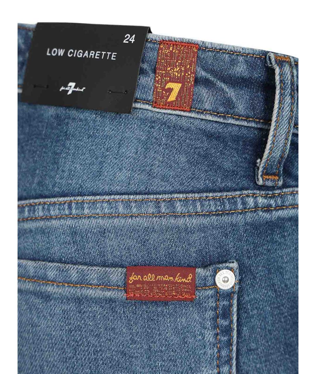 7 FOR ALL MANKIND Синие хлопковые джинсы слим, фото 5