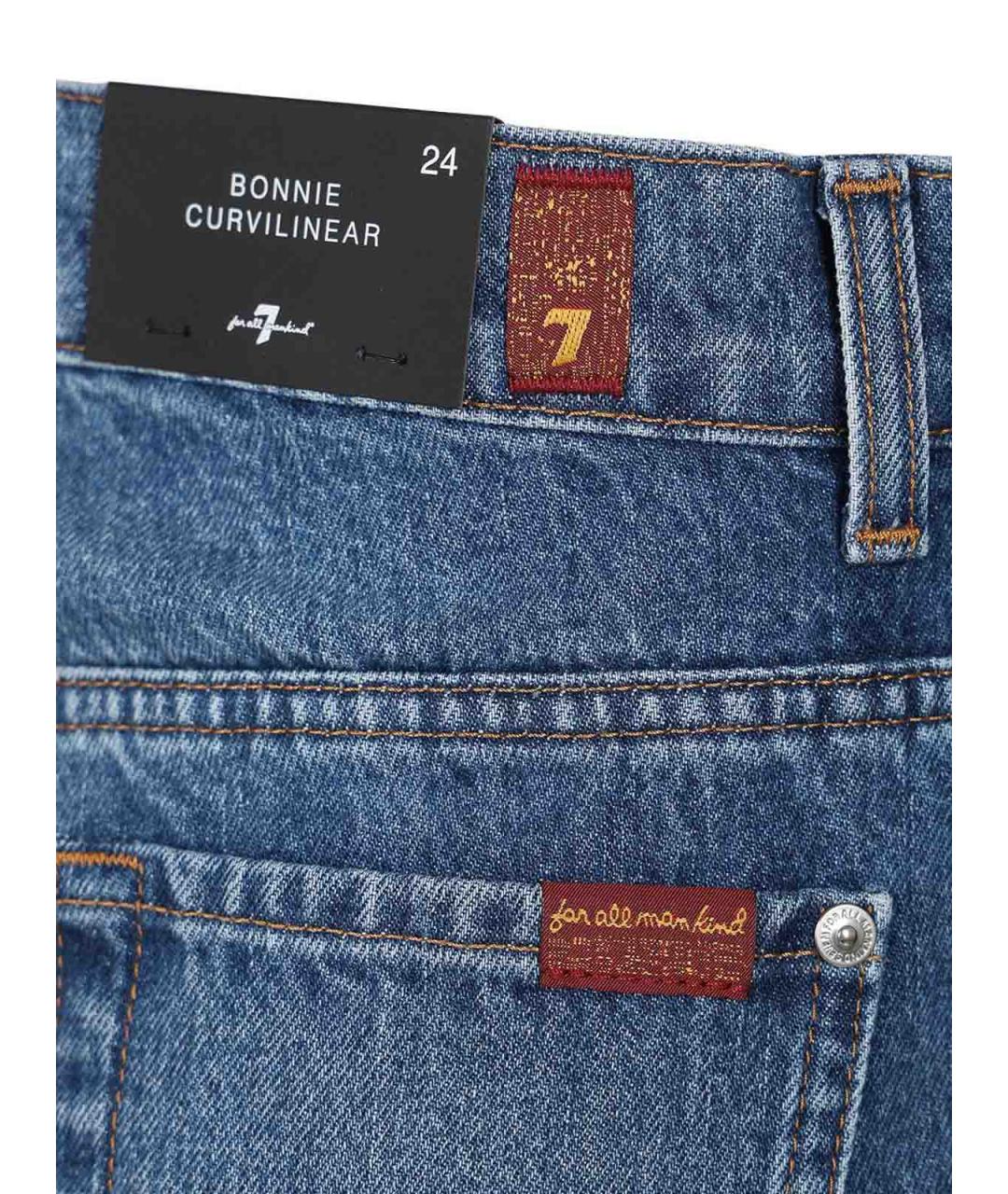 7 FOR ALL MANKIND Синие хлопковые джинсы клеш, фото 5