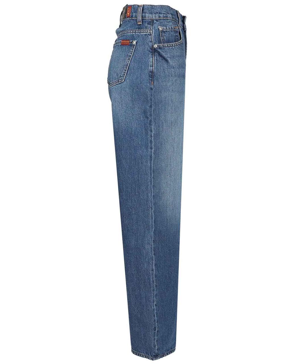 7 FOR ALL MANKIND Синие хлопковые джинсы клеш, фото 3