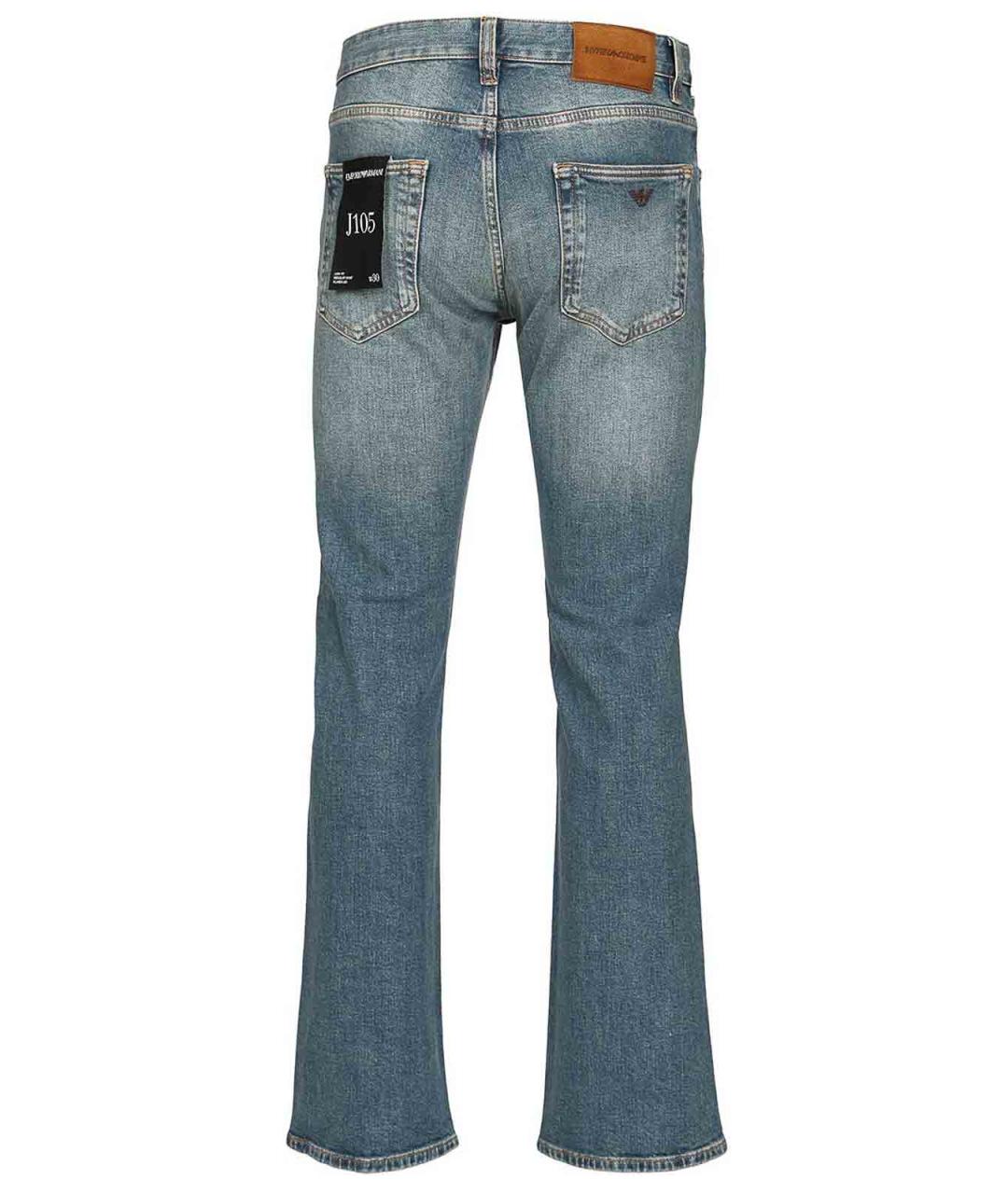 EMPORIO ARMANI Синие хлопковые прямые джинсы, фото 2