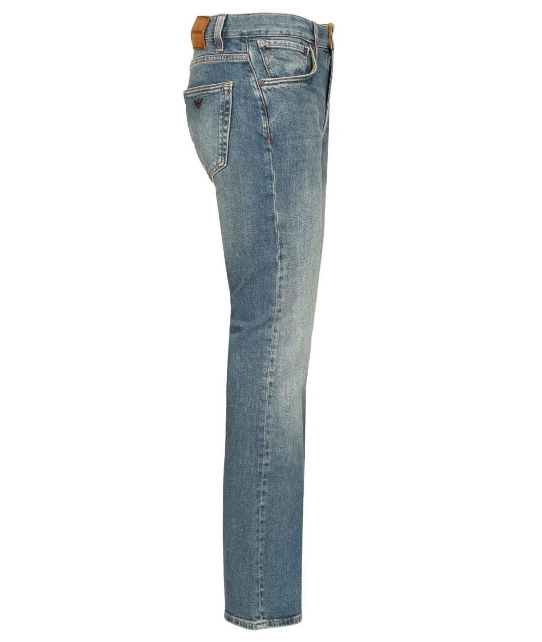 EMPORIO ARMANI Синие хлопковые прямые джинсы, фото 3