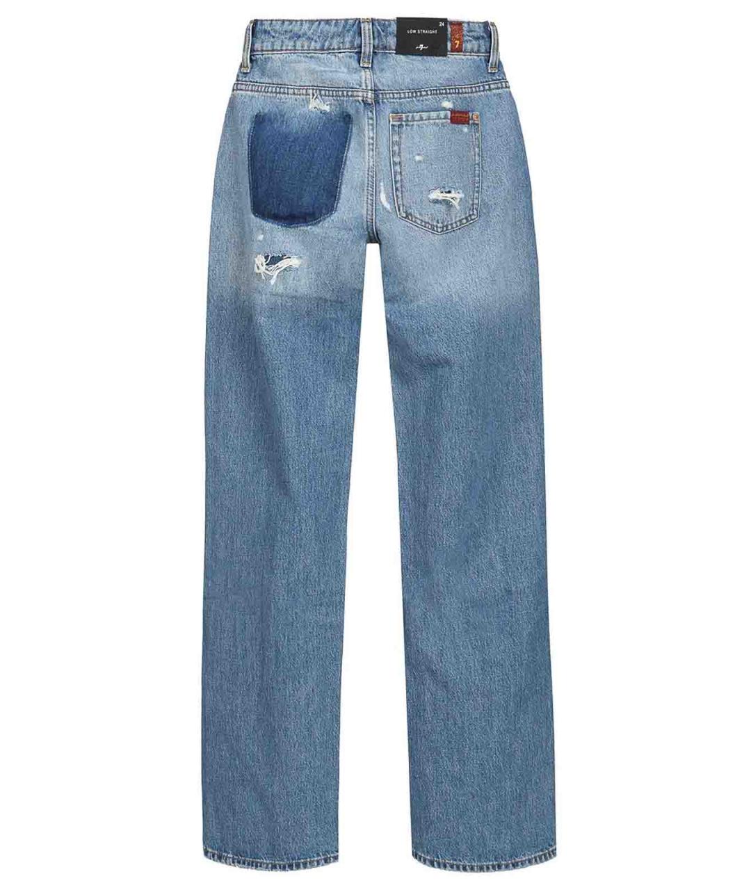 7 FOR ALL MANKIND Синие хлопковые прямые джинсы, фото 2
