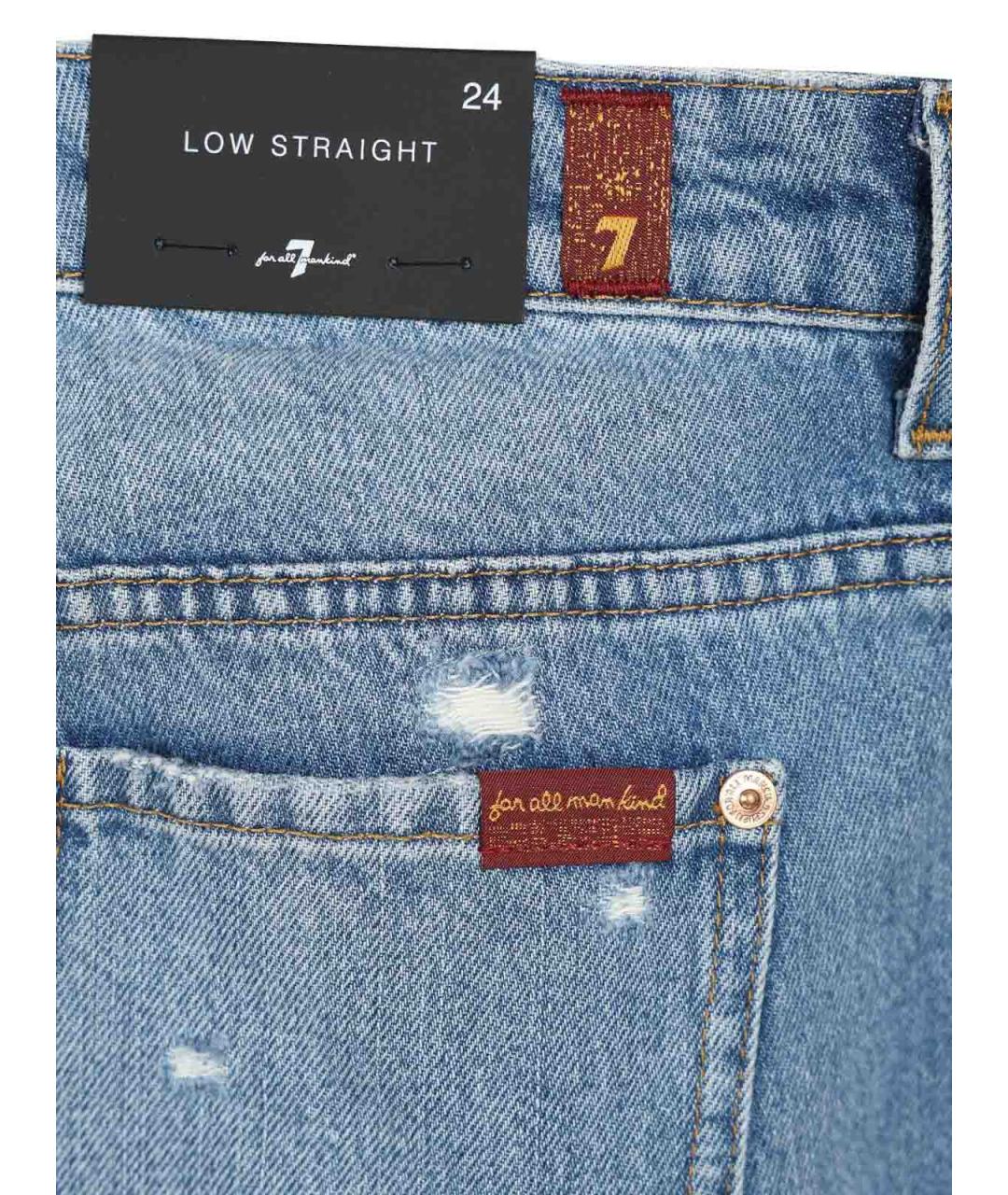 7 FOR ALL MANKIND Синие хлопковые прямые джинсы, фото 4