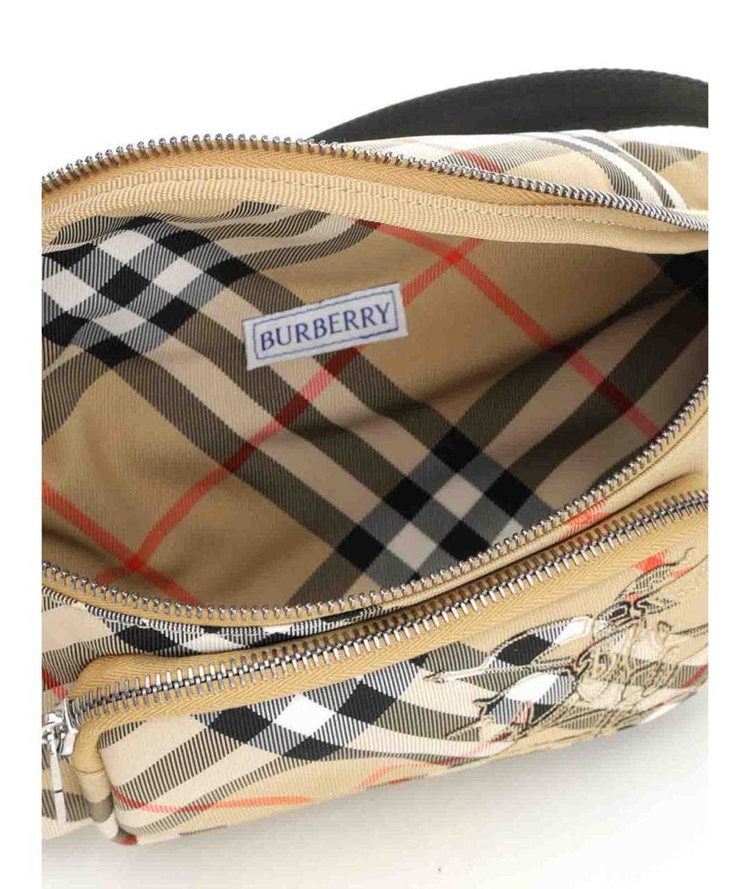 BURBERRY Бежевая тканевая поясная сумка, фото 4