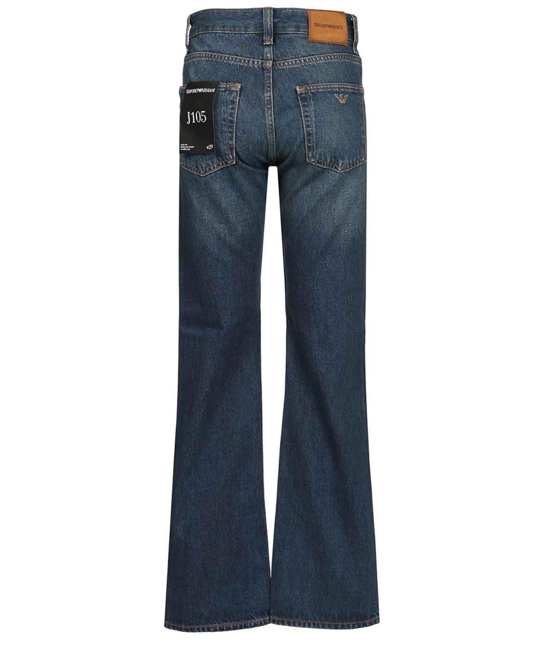 EMPORIO ARMANI Синие хлопковые прямые джинсы, фото 2