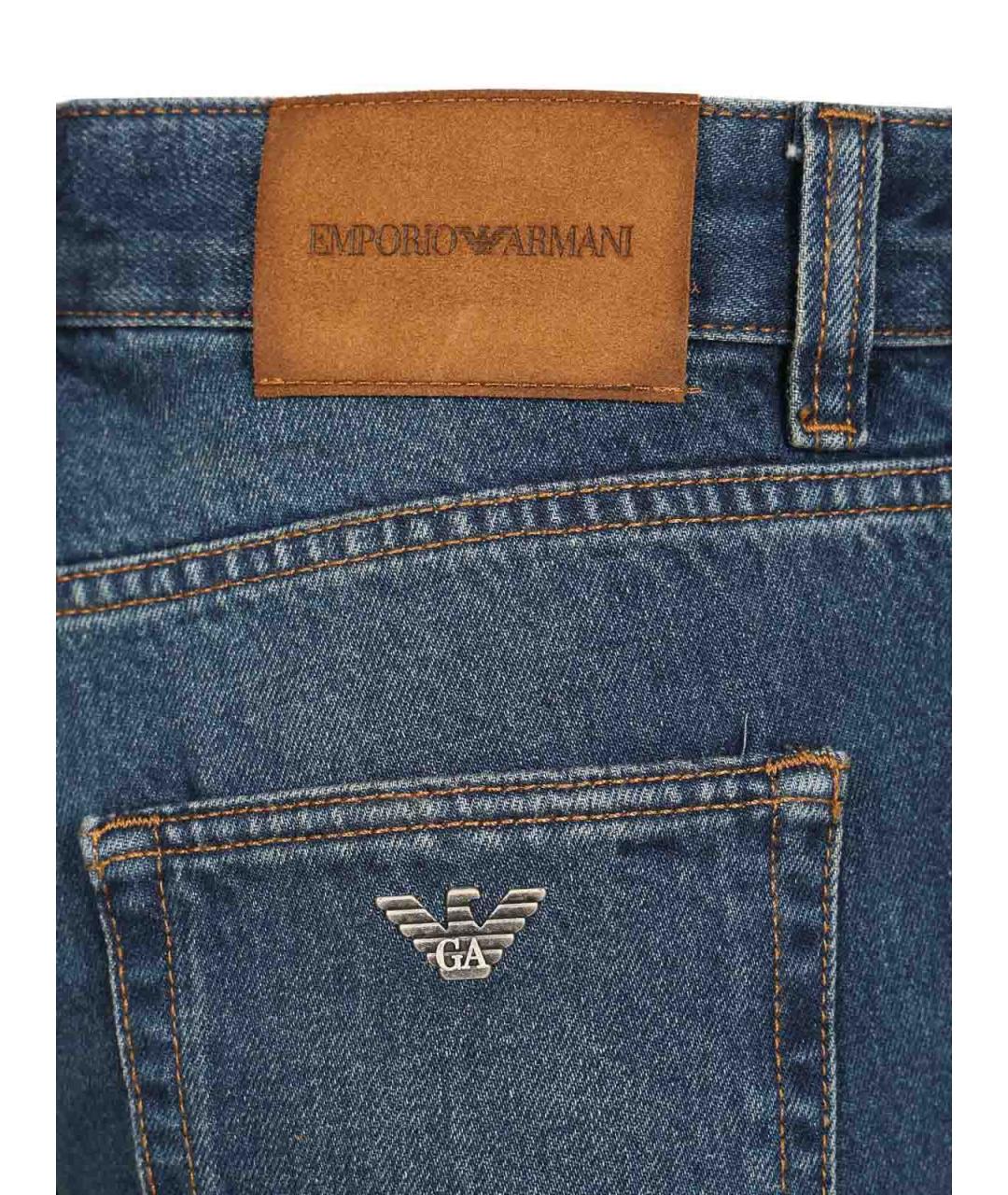 EMPORIO ARMANI Синие хлопковые прямые джинсы, фото 4
