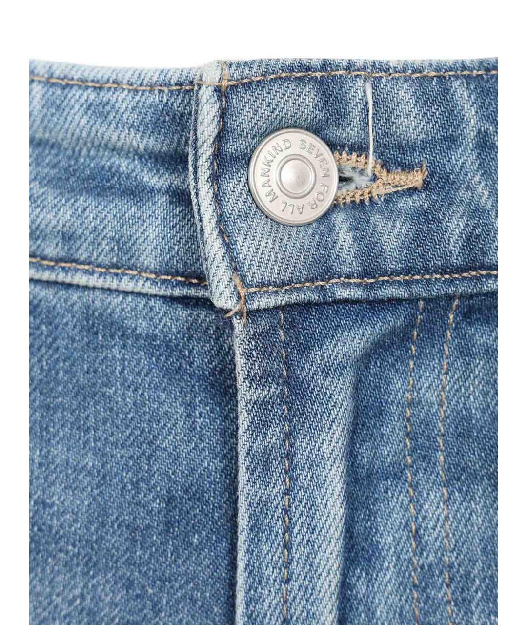 7 FOR ALL MANKIND Синие хлопковые прямые джинсы, фото 4