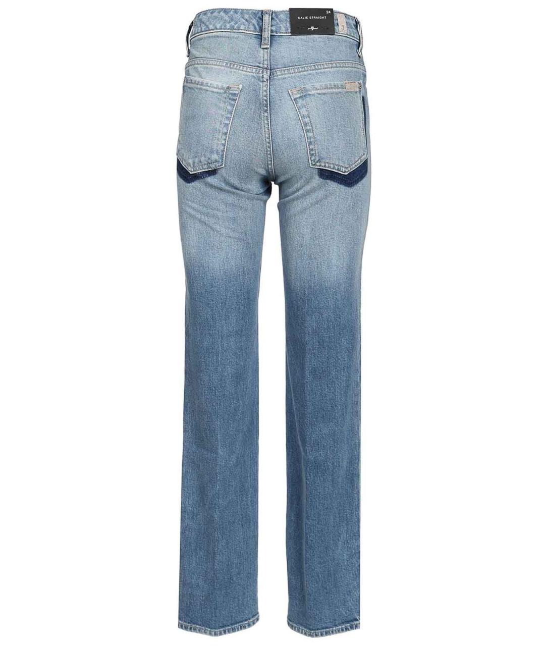 7 FOR ALL MANKIND Синие хлопковые прямые джинсы, фото 2