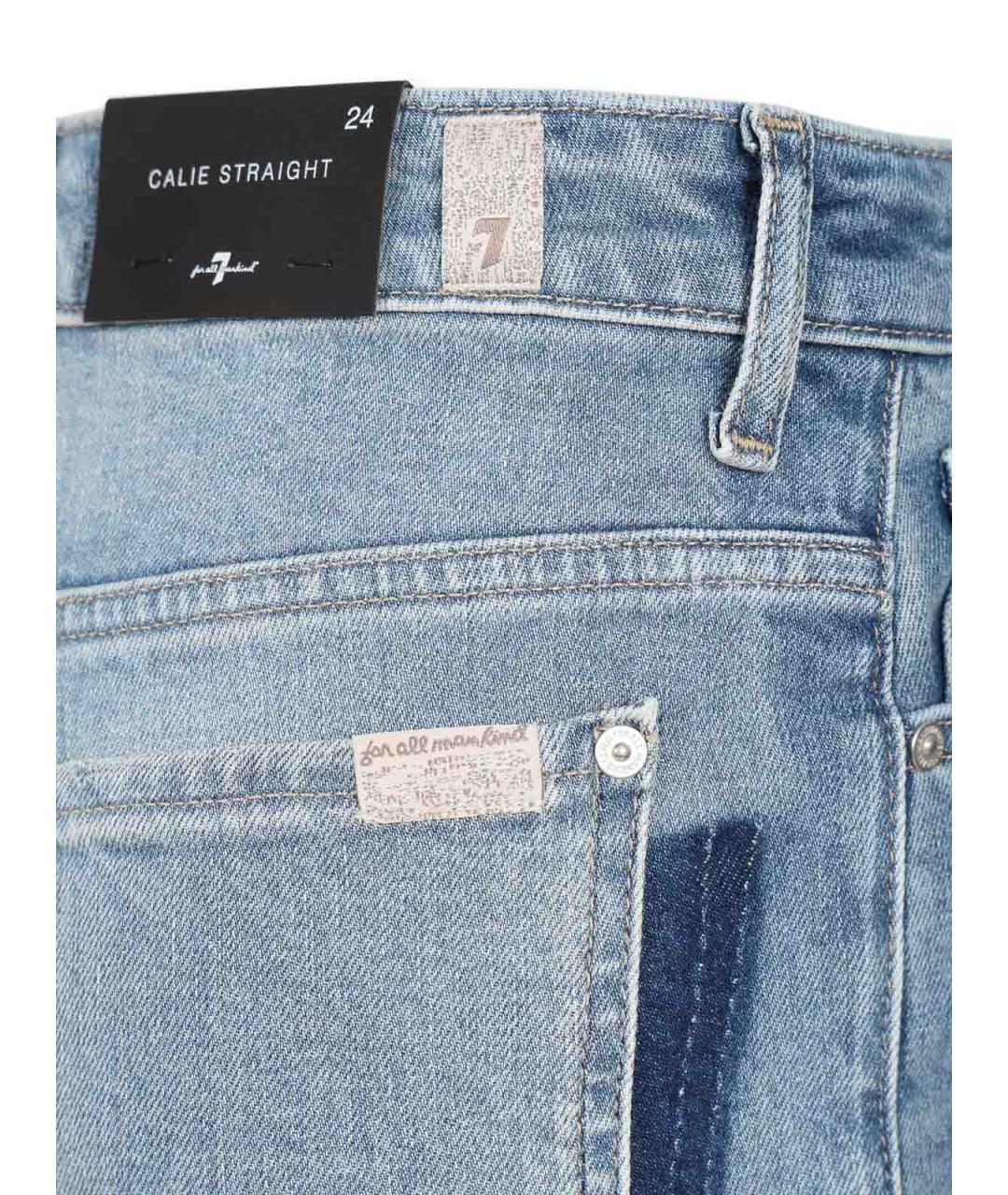 7 FOR ALL MANKIND Синие хлопковые прямые джинсы, фото 5