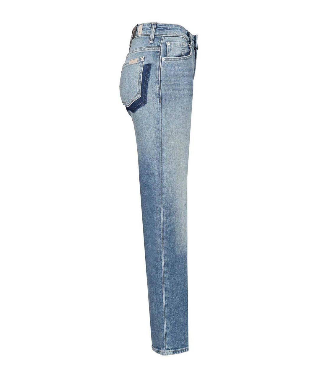 7 FOR ALL MANKIND Синие хлопковые прямые джинсы, фото 3