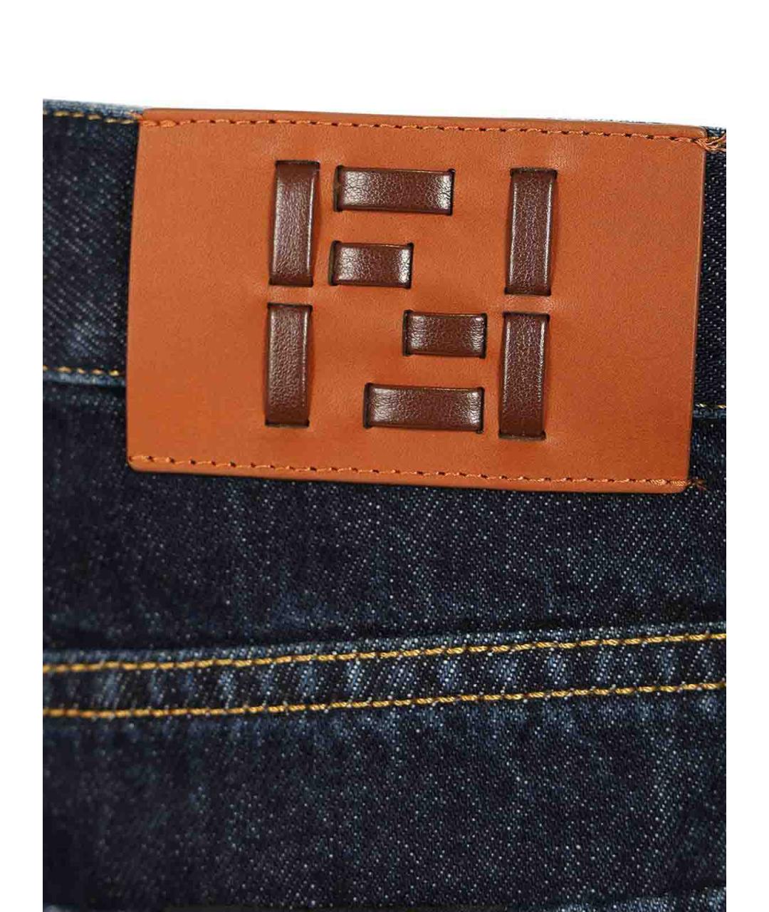 FENDI Синие хлопковые прямые джинсы, фото 5