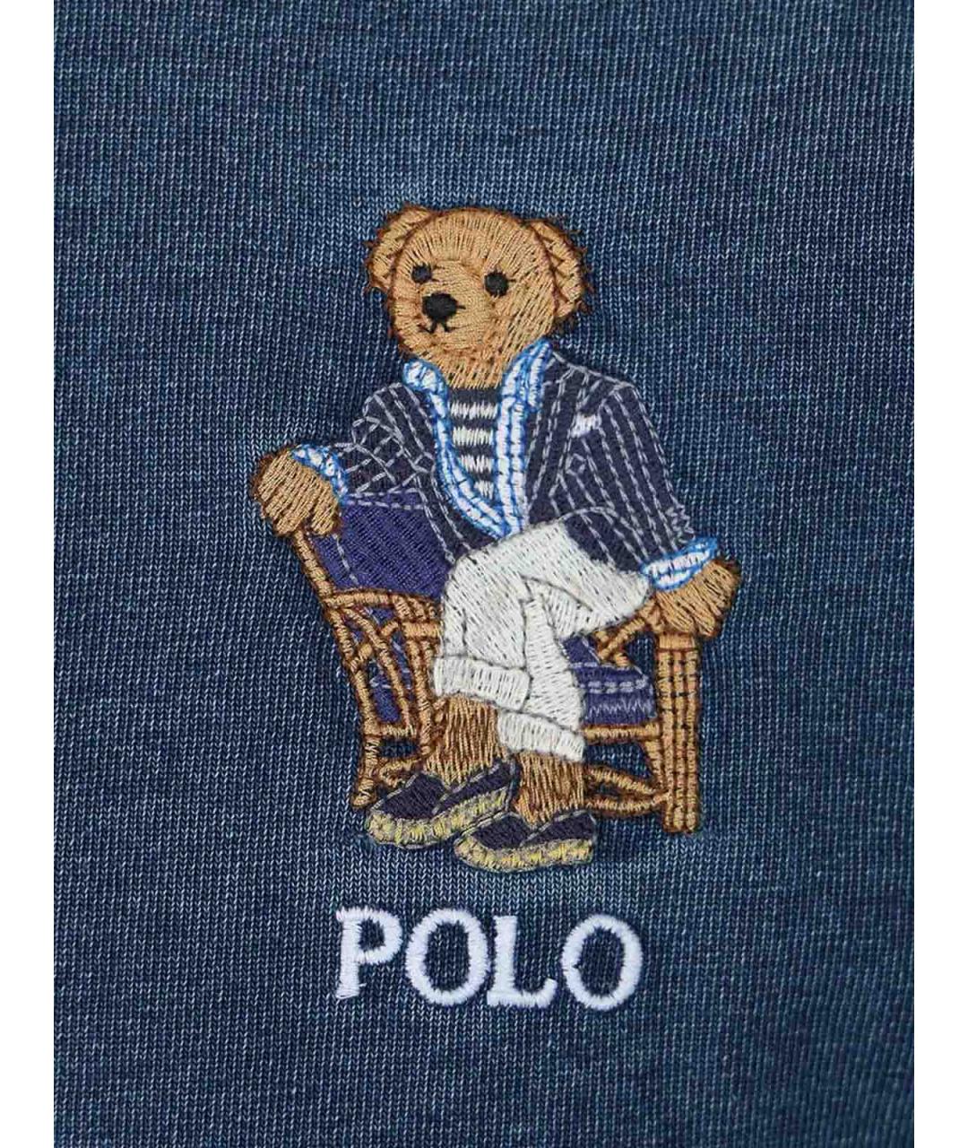 POLO RALPH LAUREN Синее хлопковое поло с коротким рукавом, фото 3