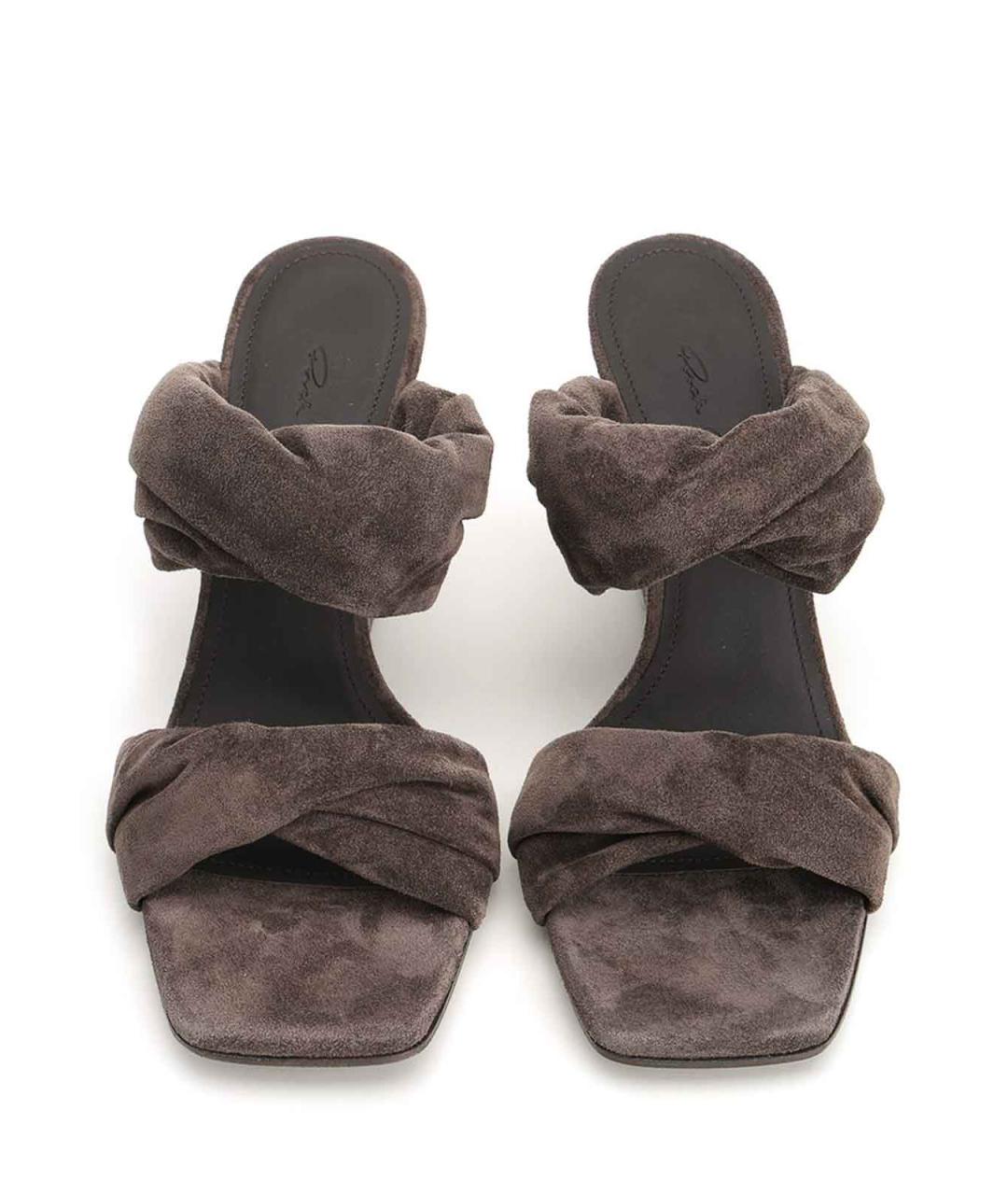 RICK OWENS Коричневые замшевые мюли, фото 5