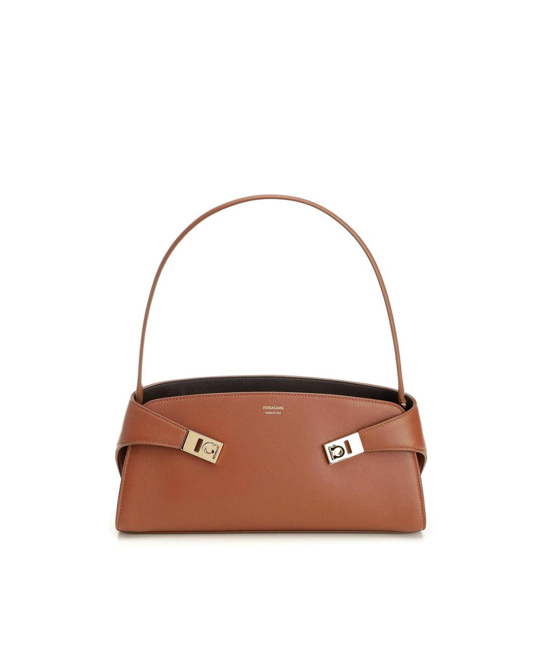 FERRAGAMO Коричневая кожаная сумка через плечо, фото 1