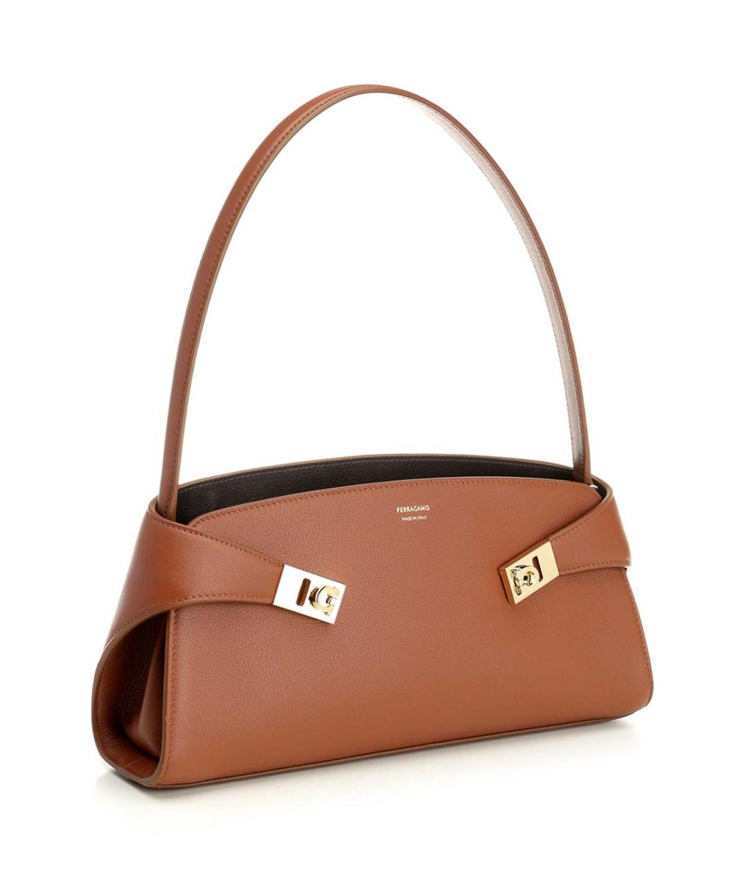 FERRAGAMO Коричневая кожаная сумка через плечо, фото 2