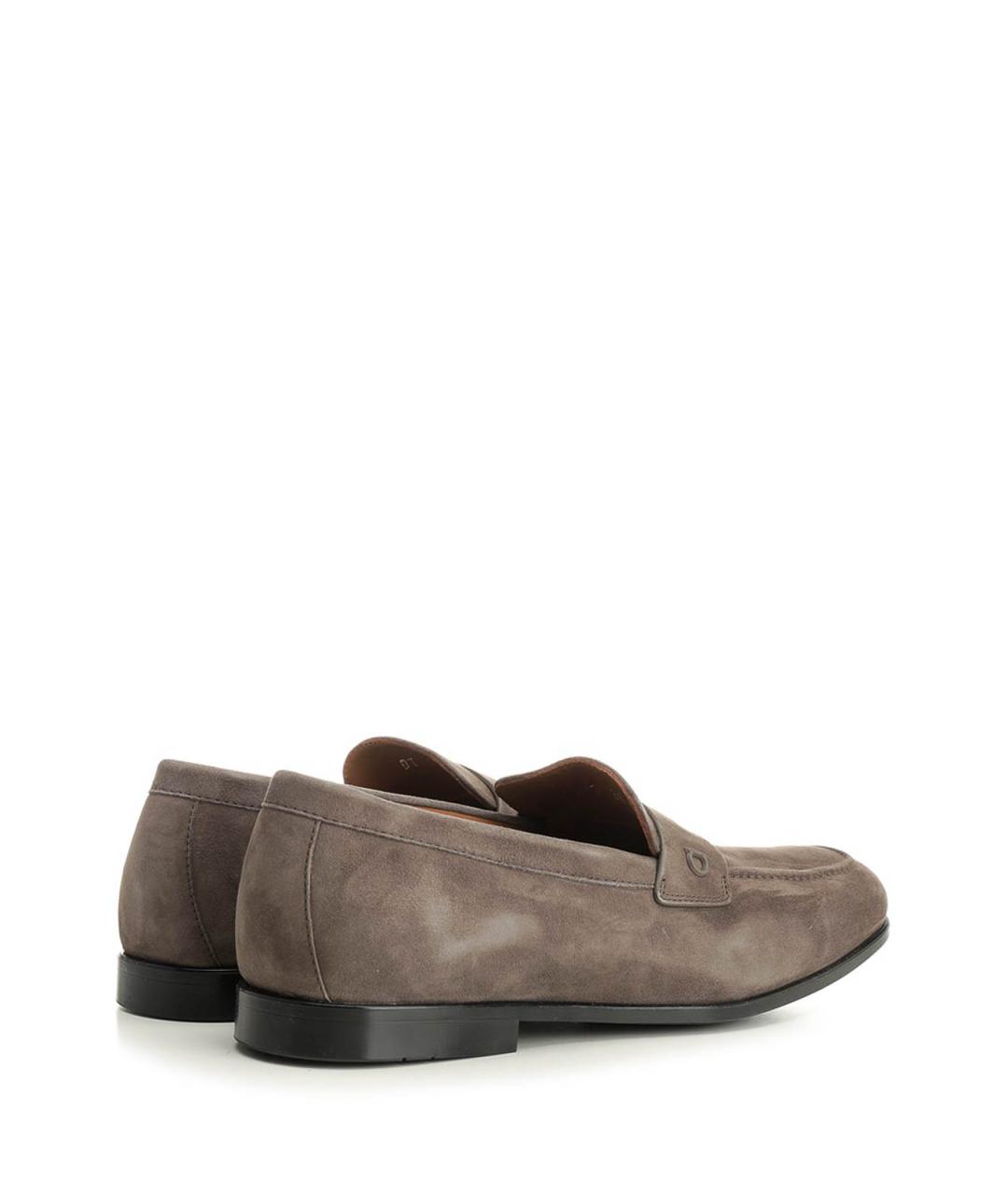 FERRAGAMO Серые кожаные лоферы, фото 3