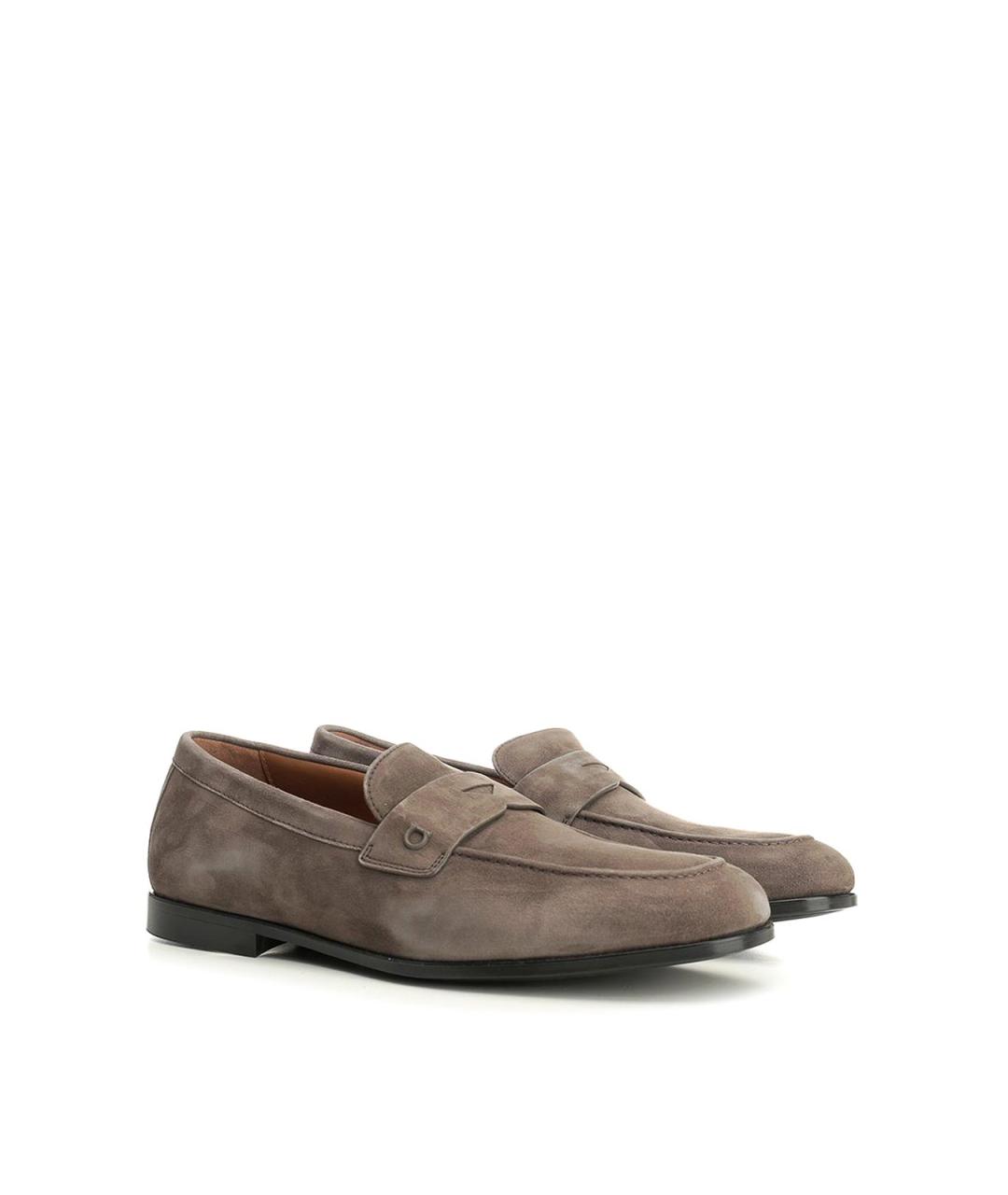 FERRAGAMO Серые кожаные лоферы, фото 2