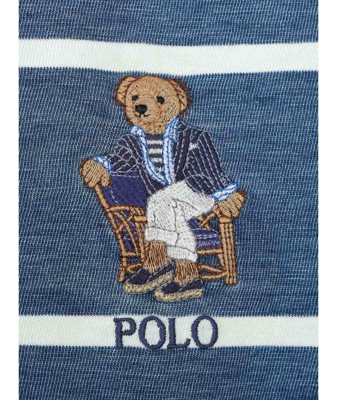 POLO RALPH LAUREN Синее поло с длинным рукавом, фото 4
