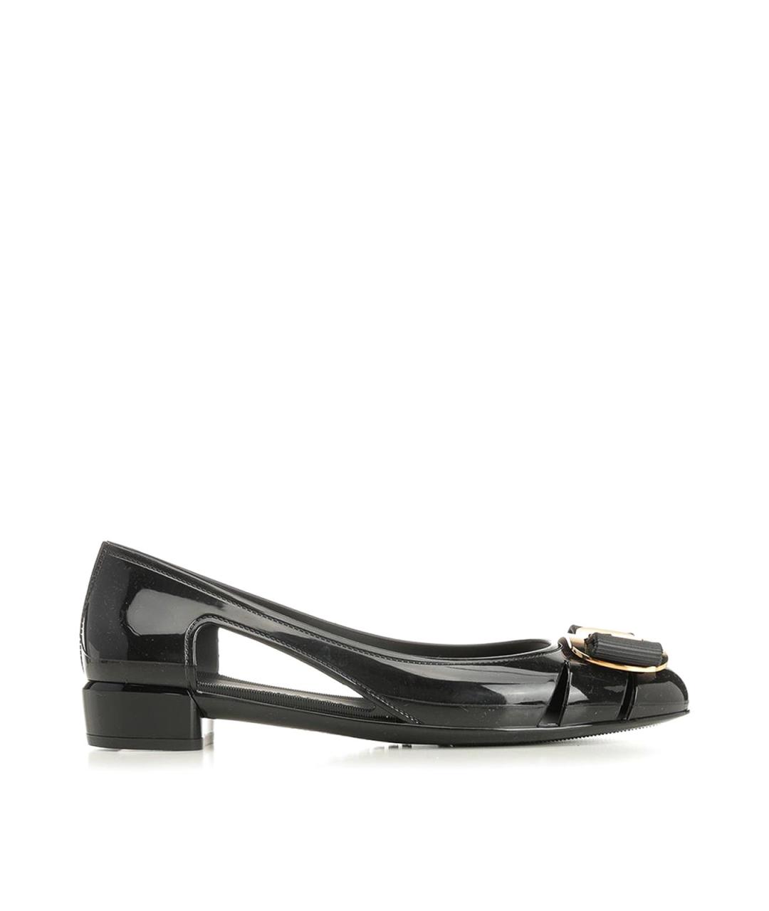 FERRAGAMO Черные резиновые балетки, фото 1