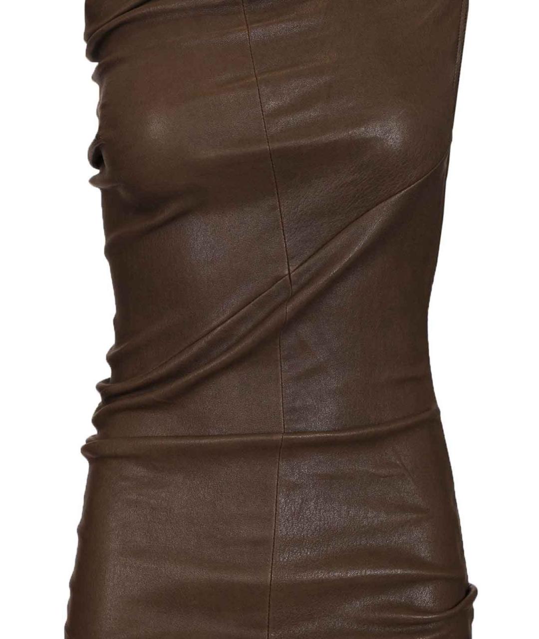 RICK OWENS Коричневое хлопковое коктейльное платье, фото 4