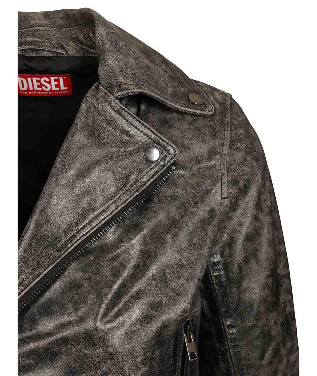 DIESEL Серая кожаная куртка, фото 5