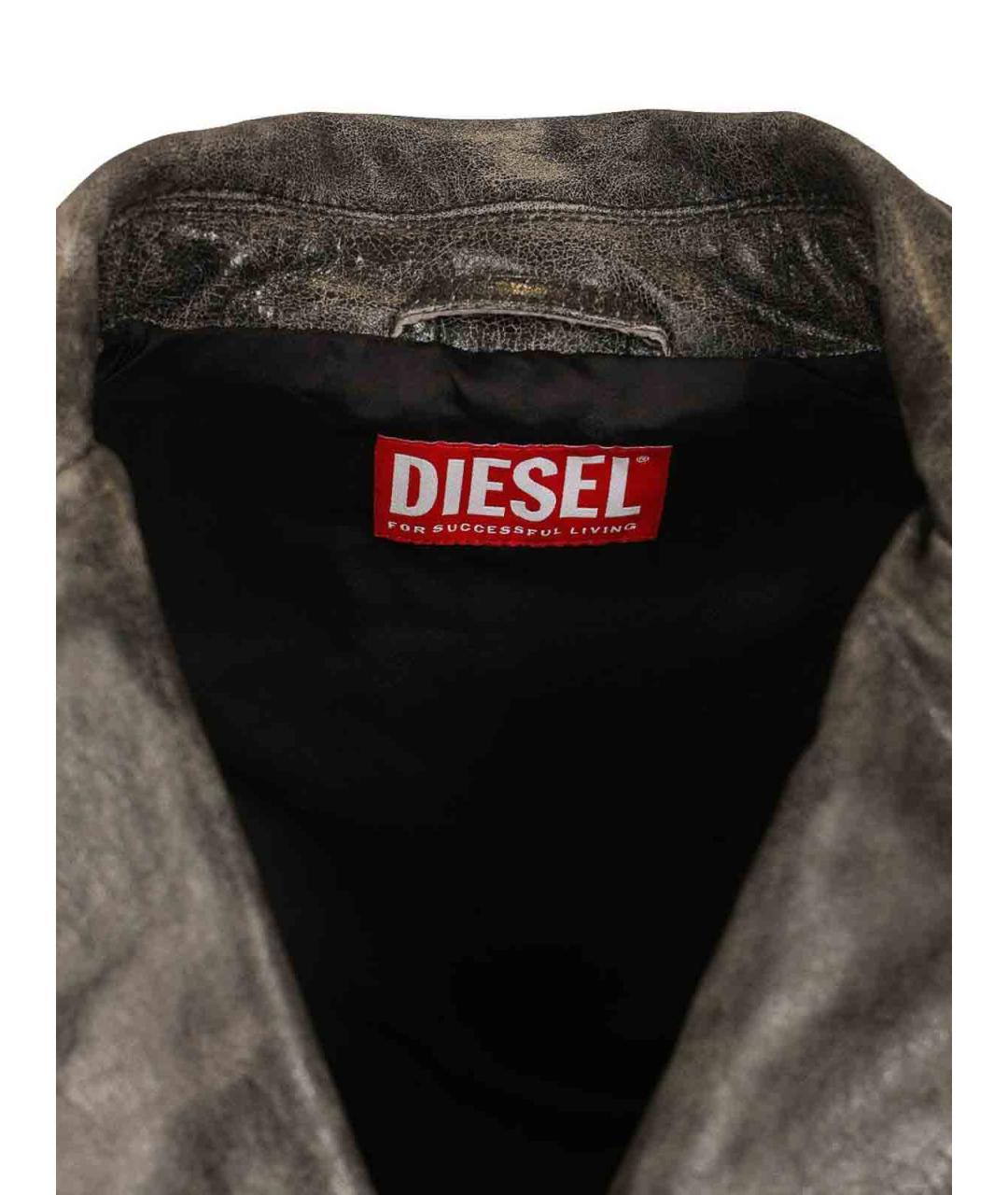 DIESEL Серая кожаная куртка, фото 4