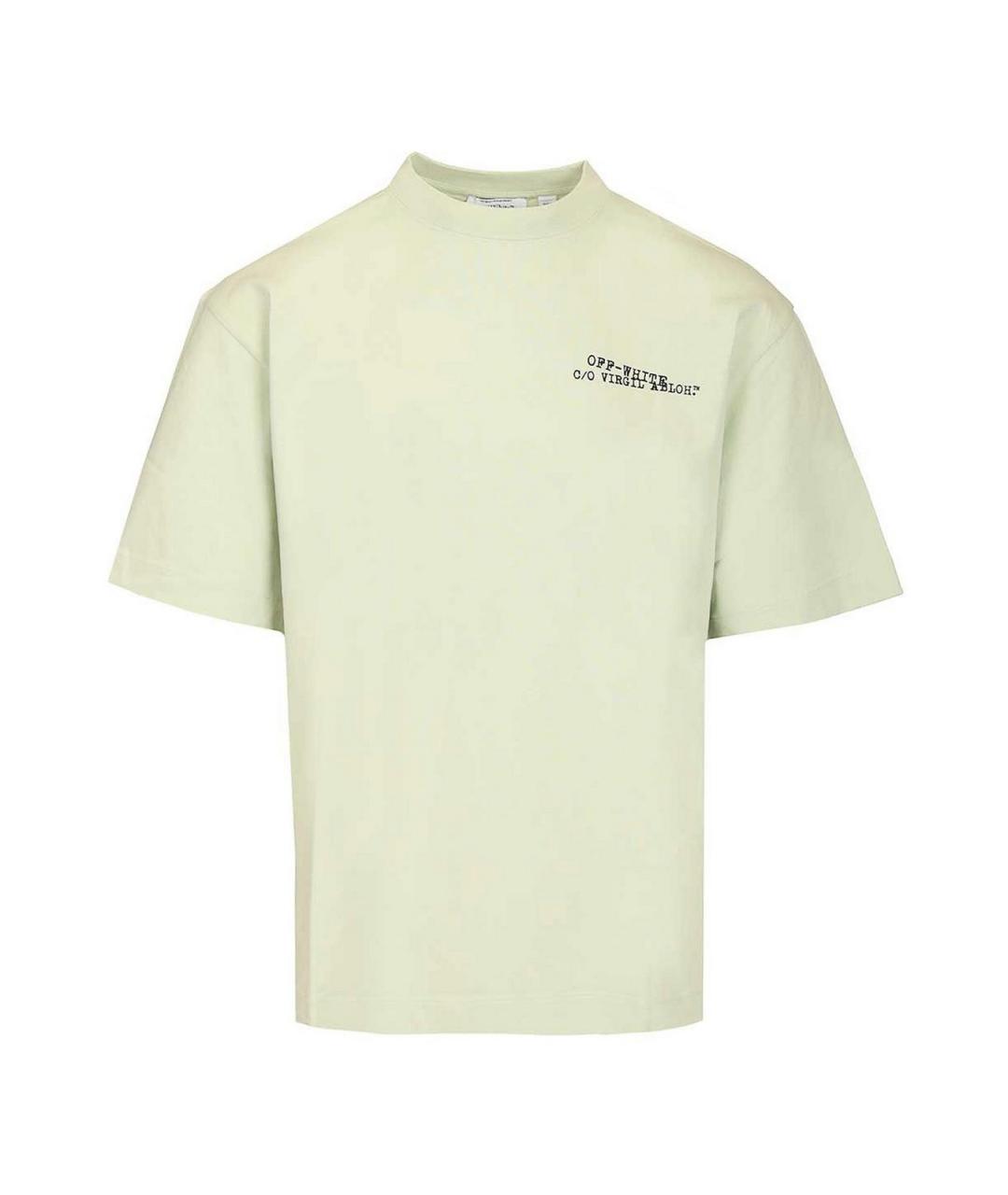 OFF-WHITE Зеленая хлопковая футболка, фото 1