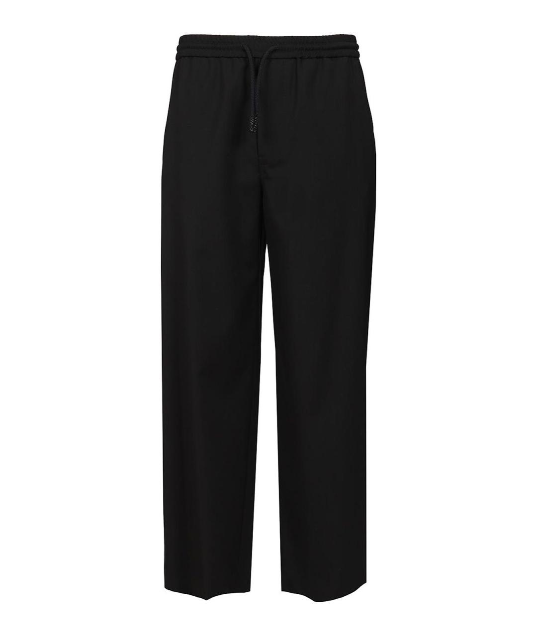 LOEWE Черные шерстяные повседневные брюки, фото 1