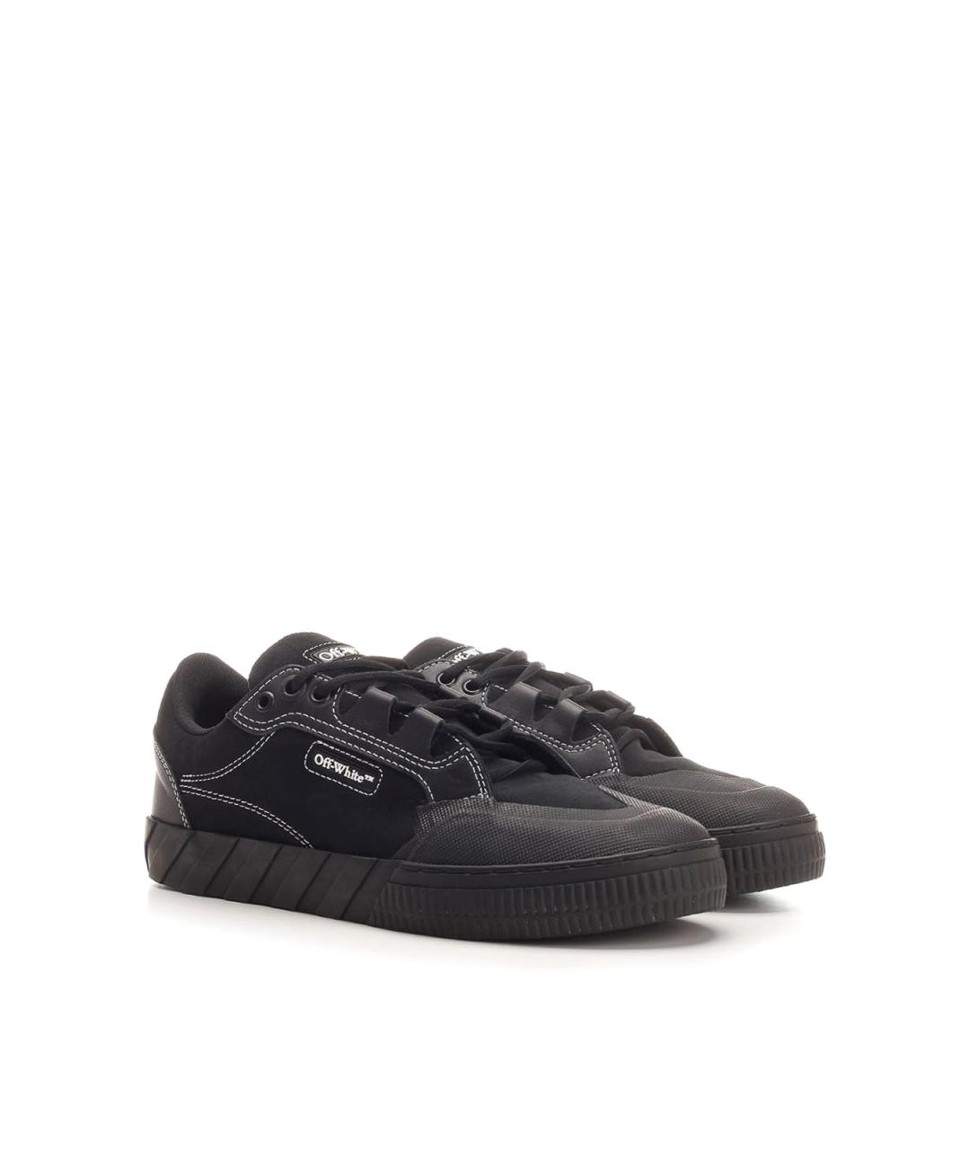 OFF-WHITE Черные кожаные низкие кроссовки / кеды, фото 2