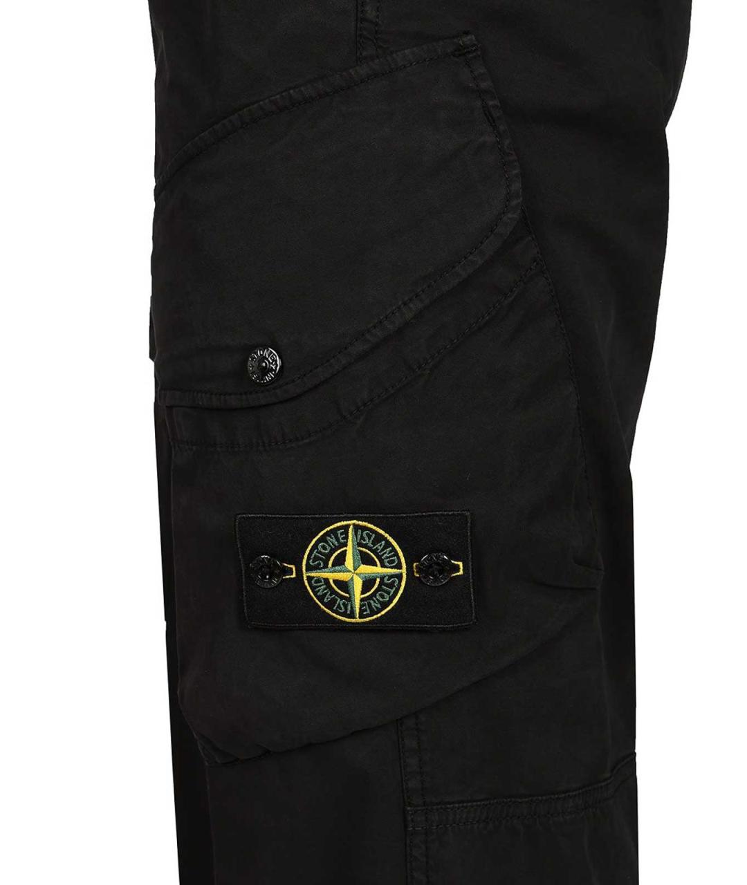 STONE ISLAND Черные хлопко-эластановые повседневные брюки, фото 5