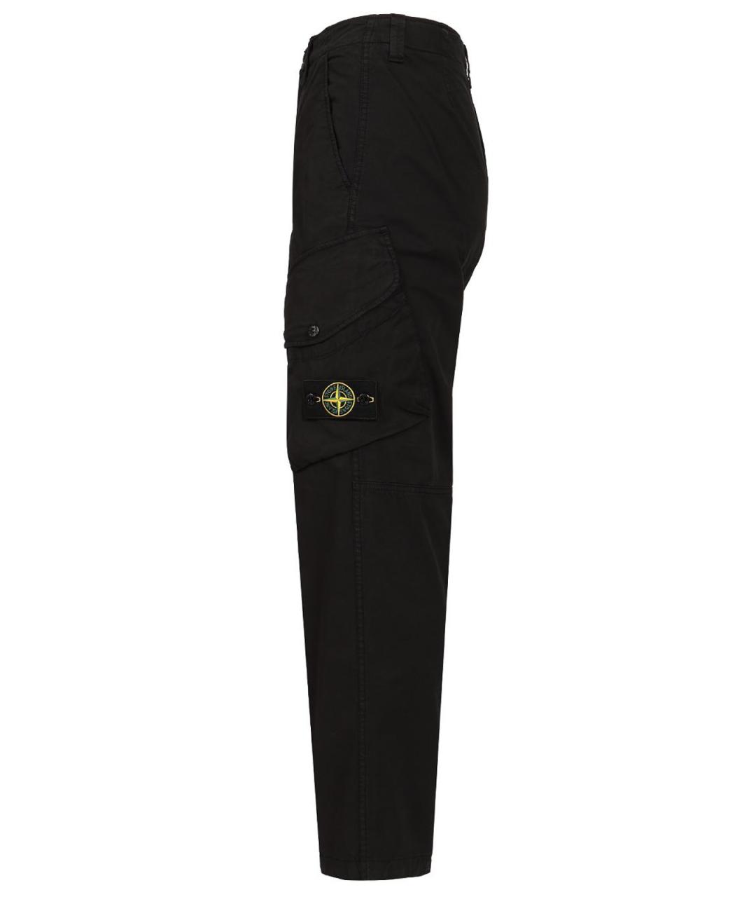 STONE ISLAND Черные хлопко-эластановые повседневные брюки, фото 3