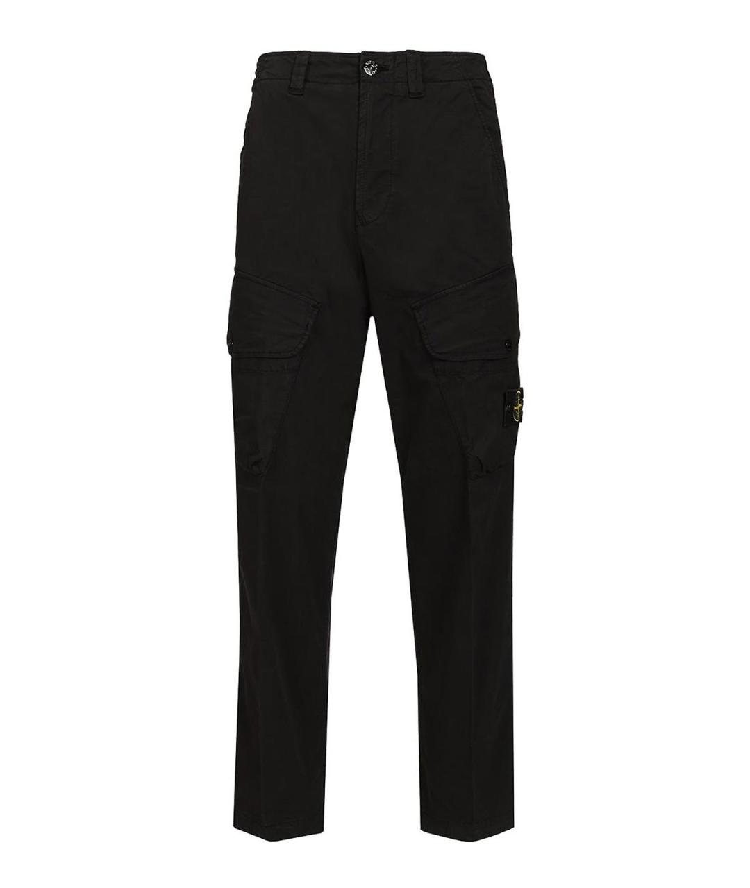 STONE ISLAND Черные хлопко-эластановые повседневные брюки, фото 1