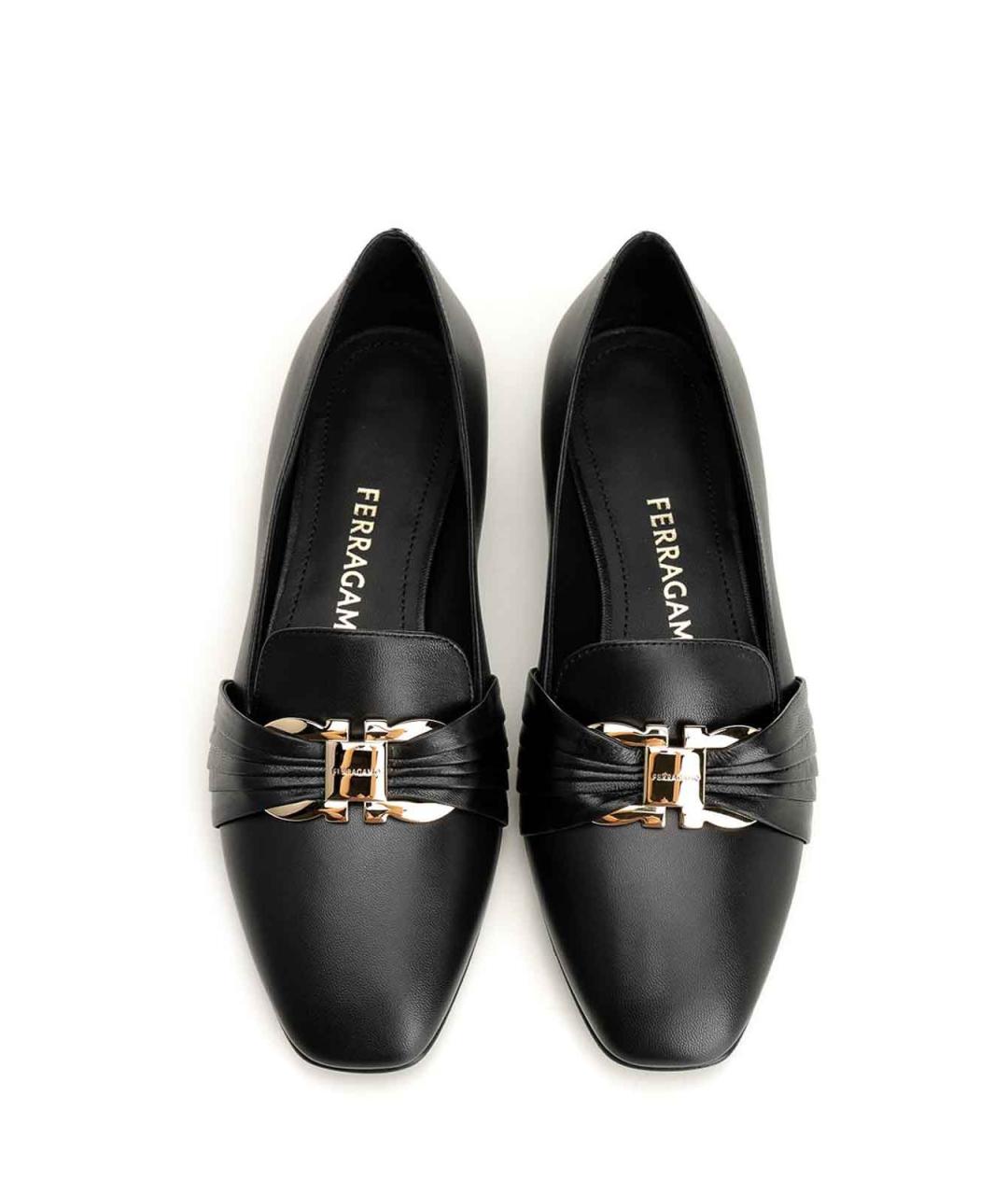 FERRAGAMO Черные кожаные лоферы, фото 5