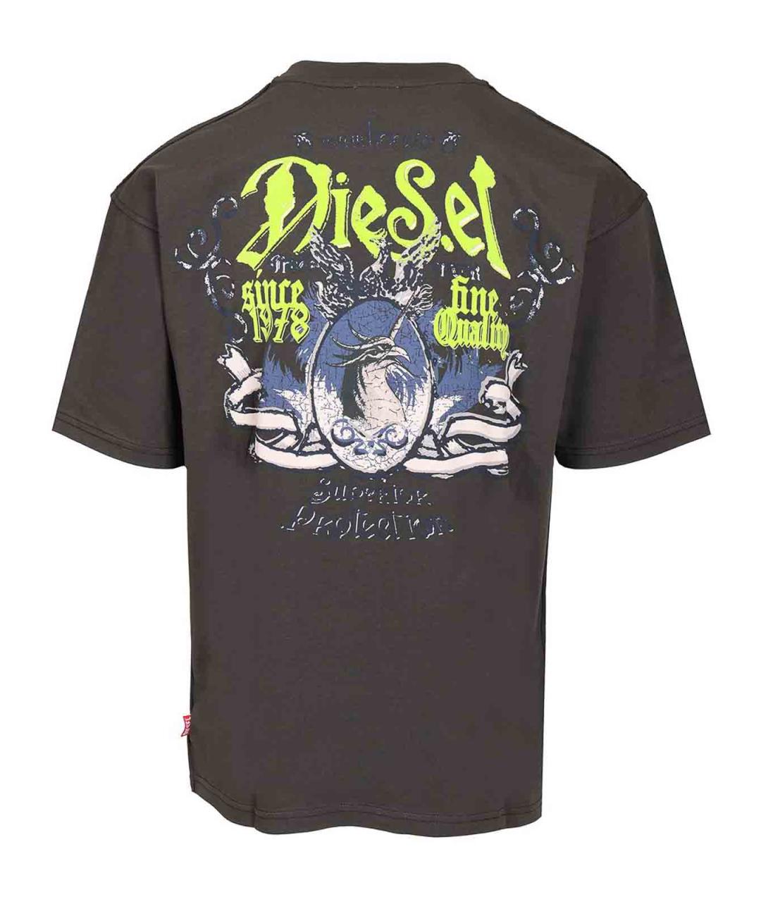 DIESEL Черная хлопковая футболка, фото 2