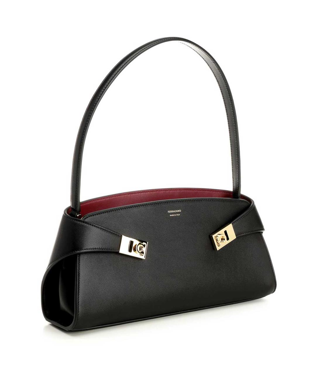 FERRAGAMO Черная кожаная сумка через плечо, фото 2