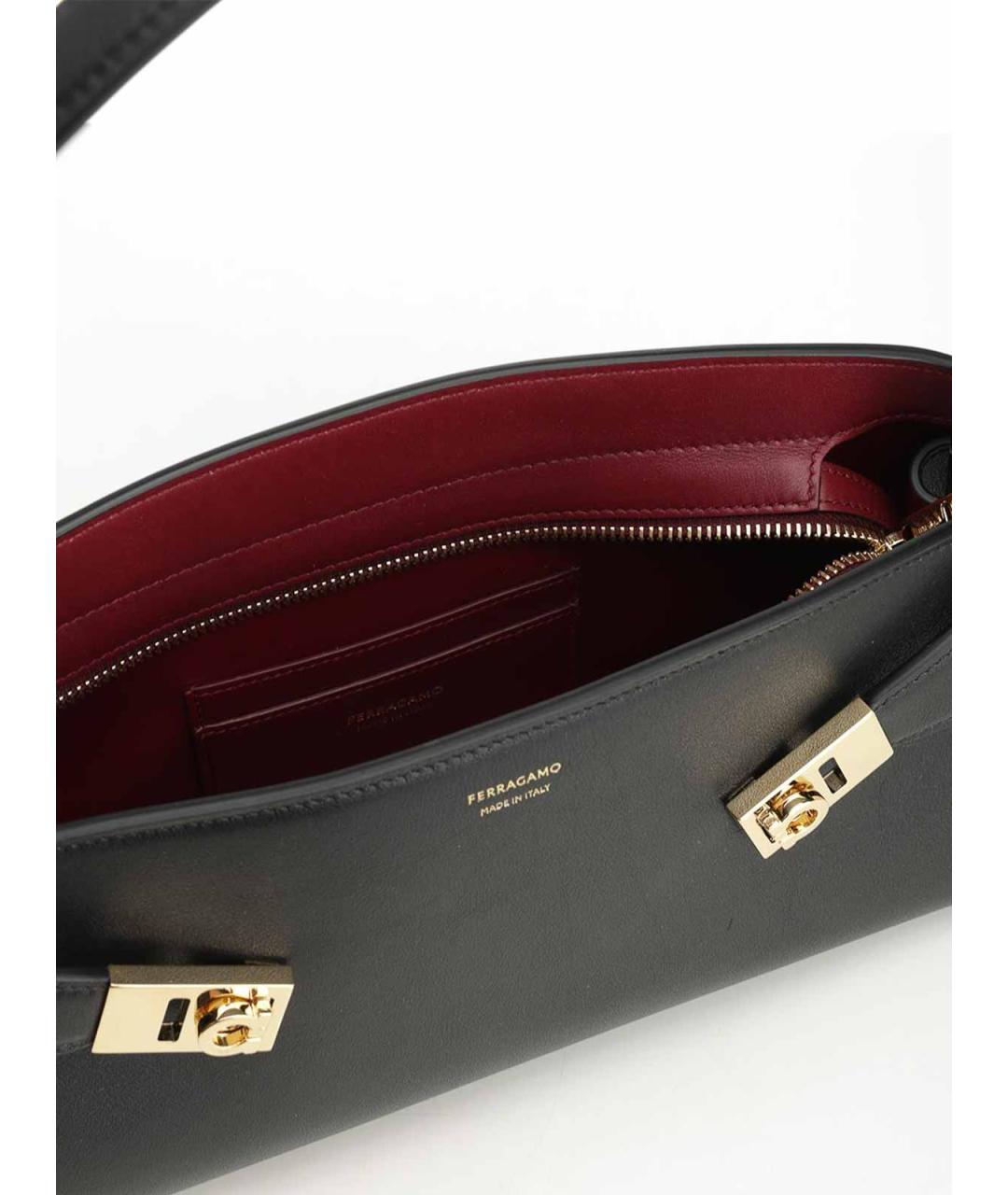 FERRAGAMO Черная кожаная сумка через плечо, фото 4
