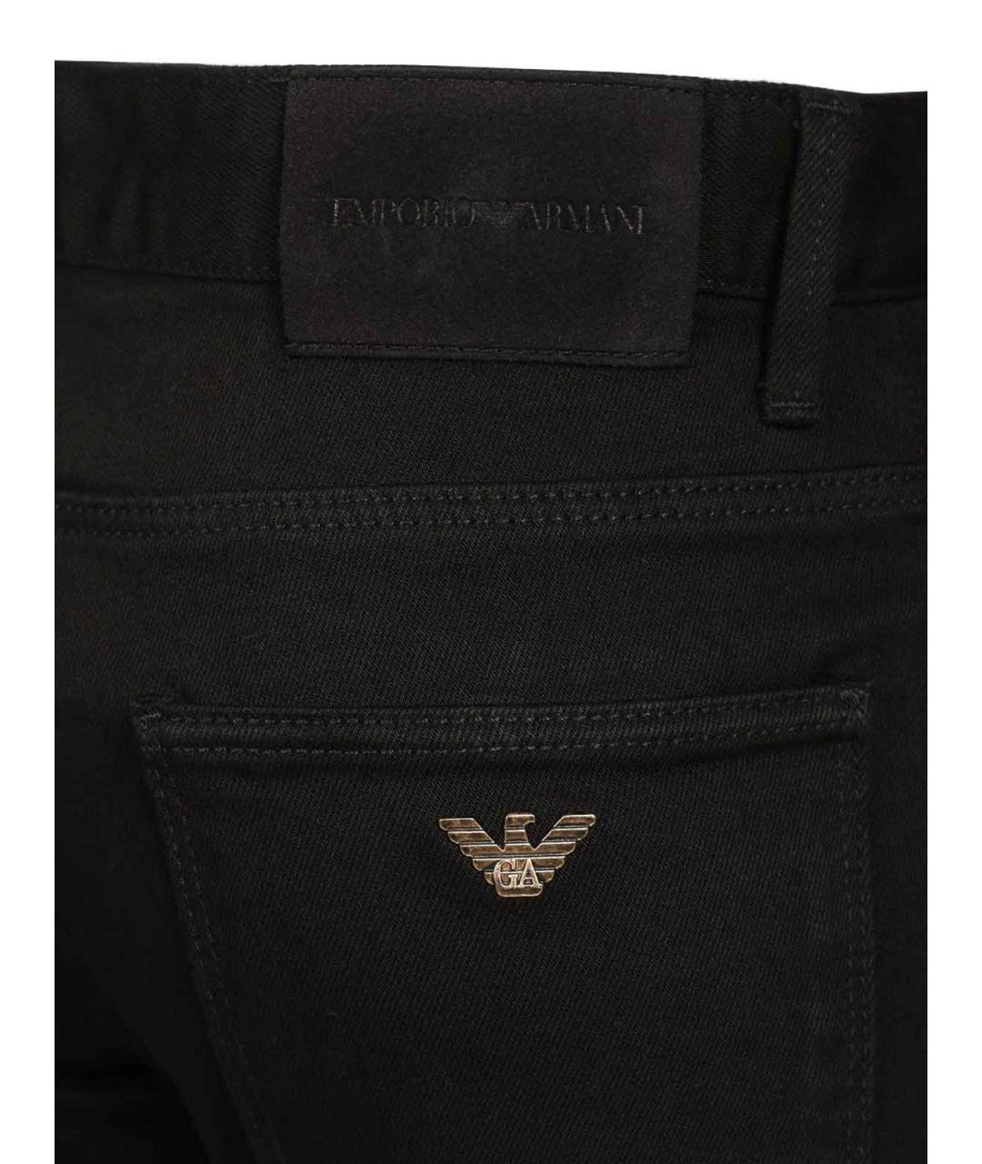 EMPORIO ARMANI Черные хлопковые прямые джинсы, фото 4