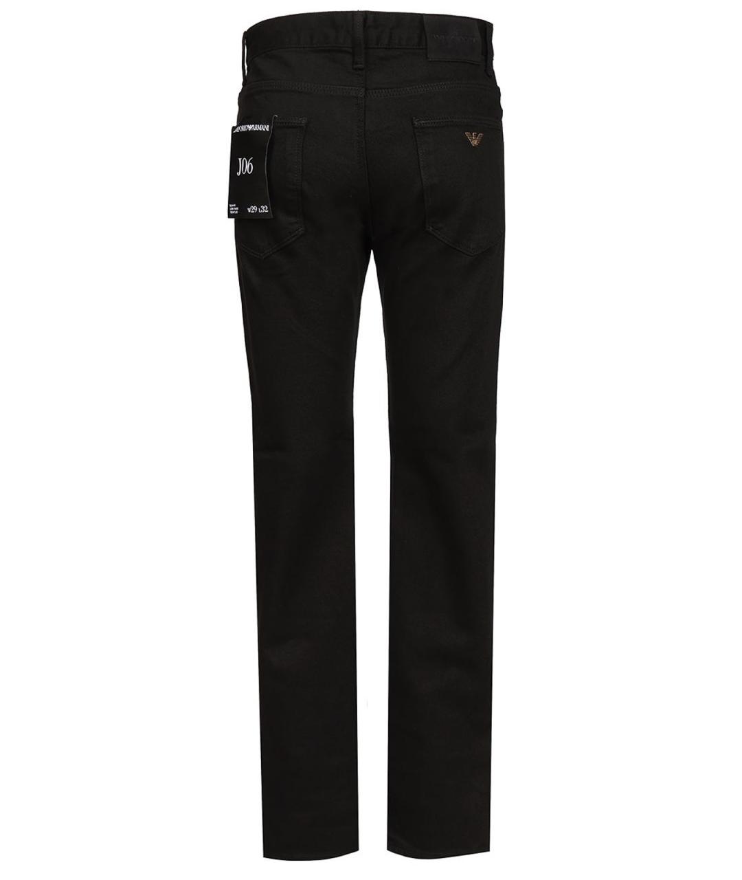 EMPORIO ARMANI Черные хлопковые прямые джинсы, фото 2