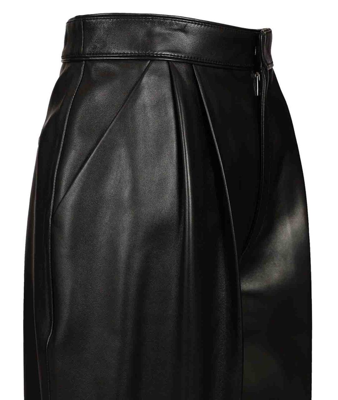 BOTTEGA VENETA Черные кожаные прямые брюки, фото 5