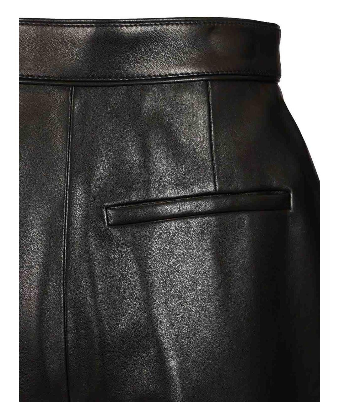 BOTTEGA VENETA Черные кожаные прямые брюки, фото 6