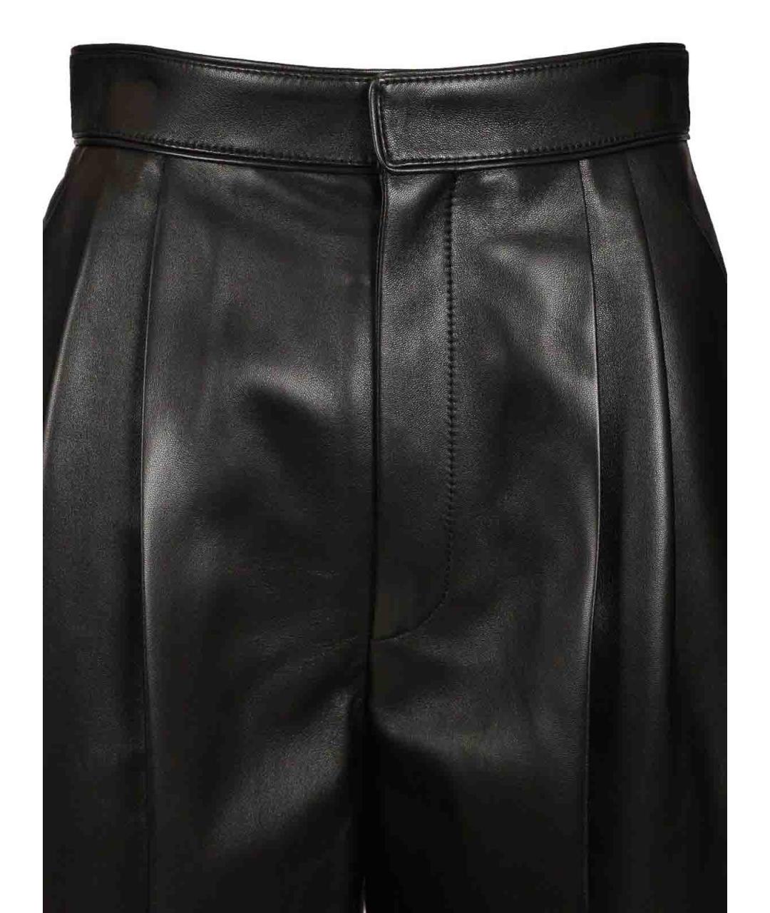 BOTTEGA VENETA Черные кожаные прямые брюки, фото 4