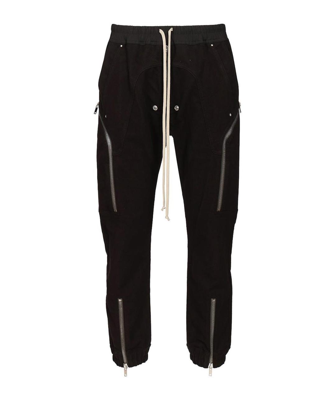 RICK OWENS Черные хлопковые повседневные брюки, фото 1