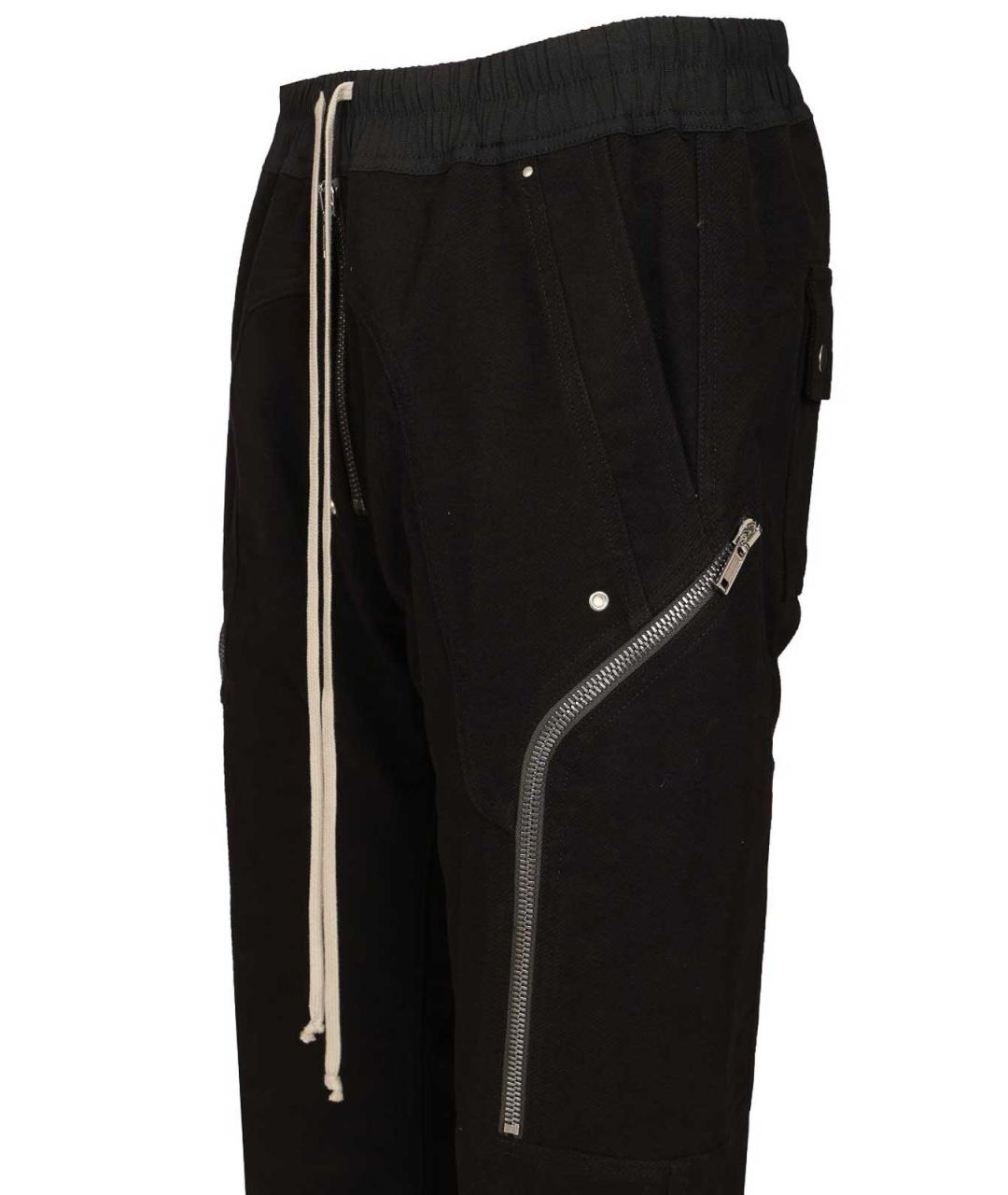 RICK OWENS Черные хлопковые повседневные брюки, фото 5