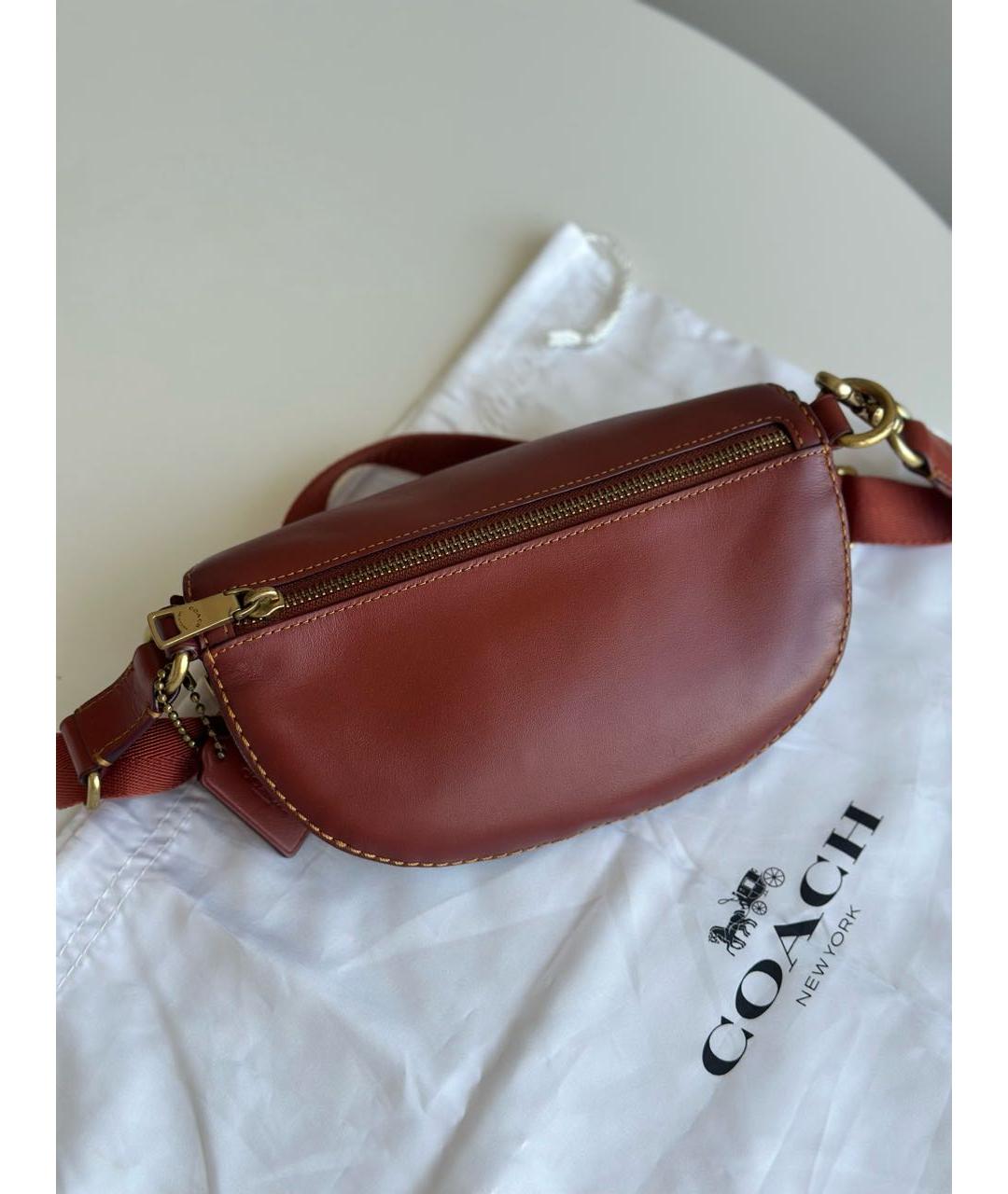 COACH Коричневая поясная сумка из канвы, фото 3
