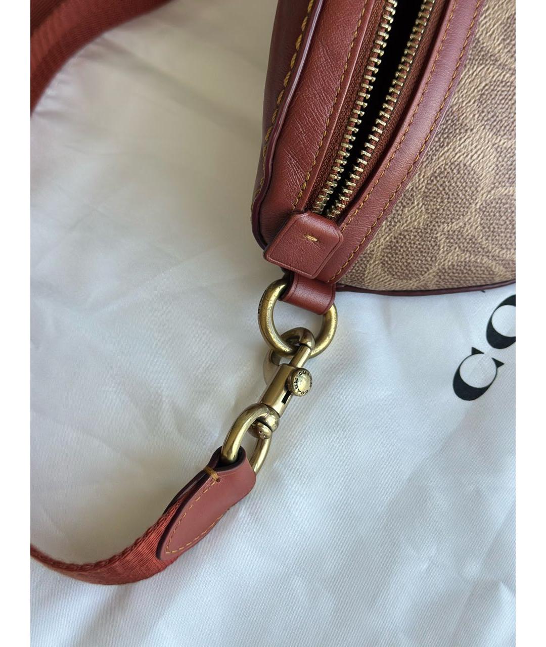 COACH Коричневая поясная сумка из канвы, фото 7
