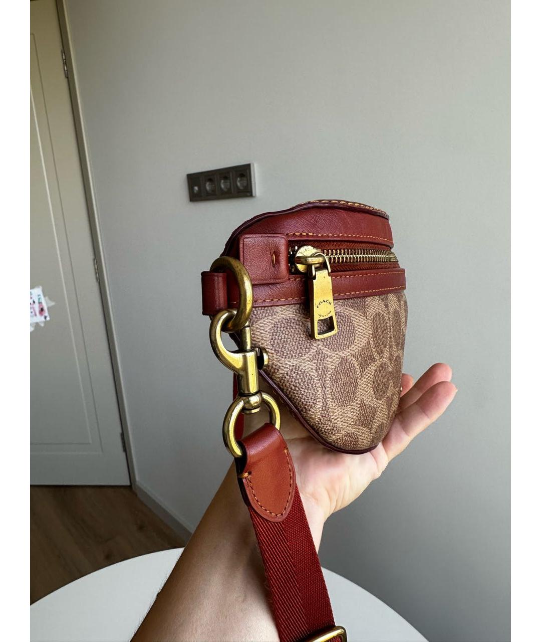 COACH Коричневая поясная сумка из канвы, фото 8