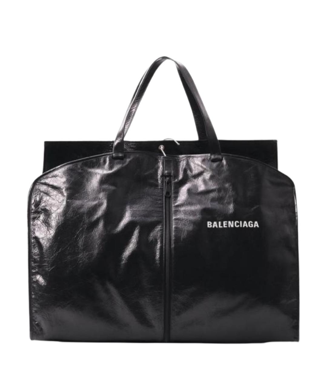 BALENCIAGA Черная кожаная сумка тоут, фото 1