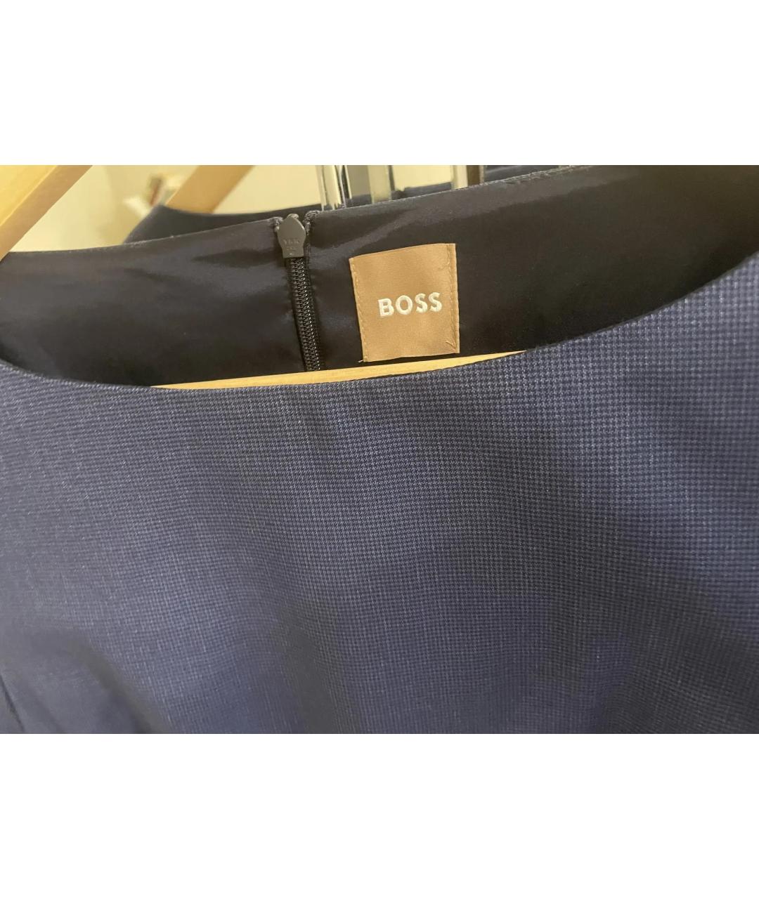 HUGO BOSS Темно-синее шерстяное повседневное платье, фото 4