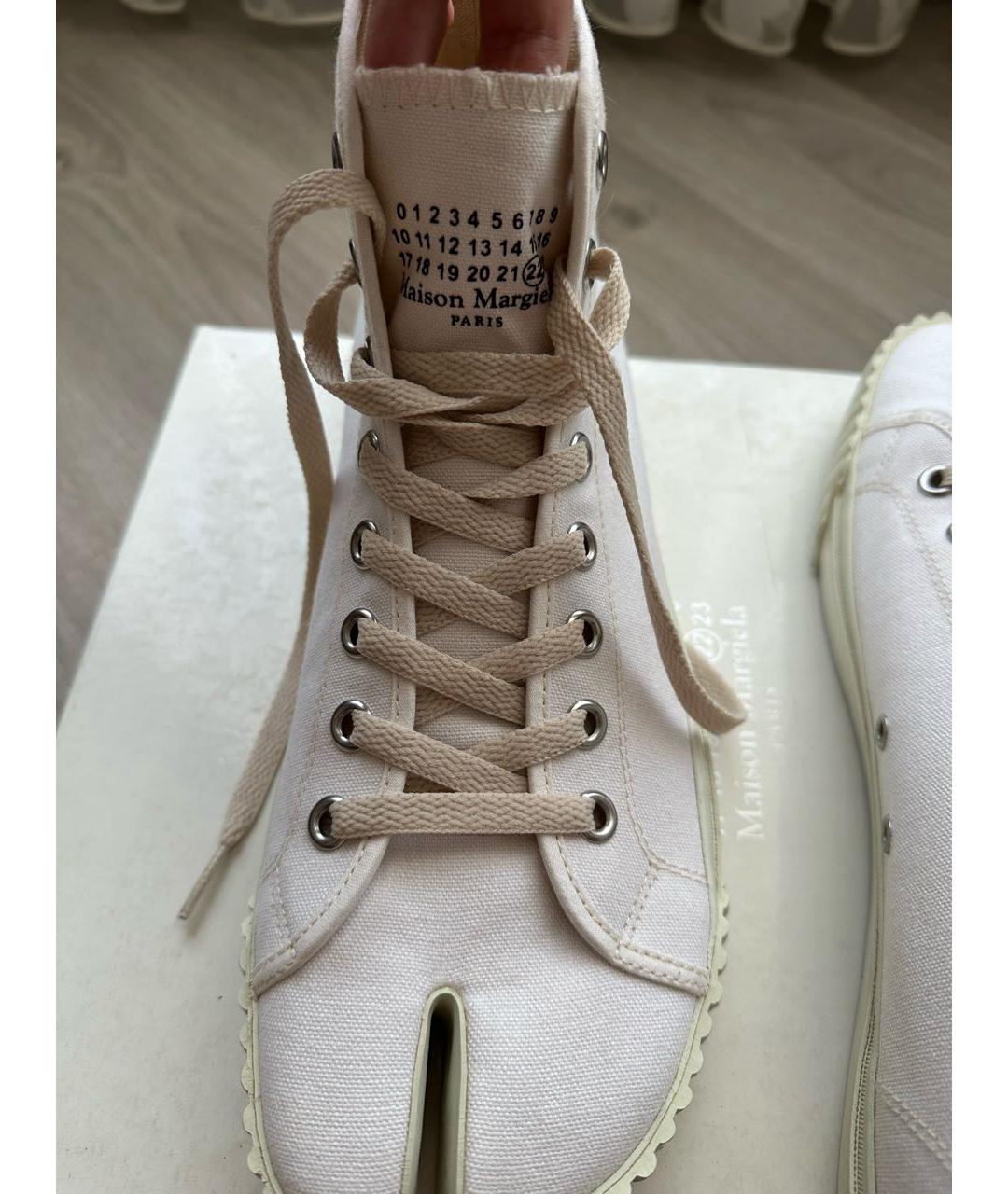 MAISON MARGIELA Белые текстильные высокие кроссовки / кеды, фото 6