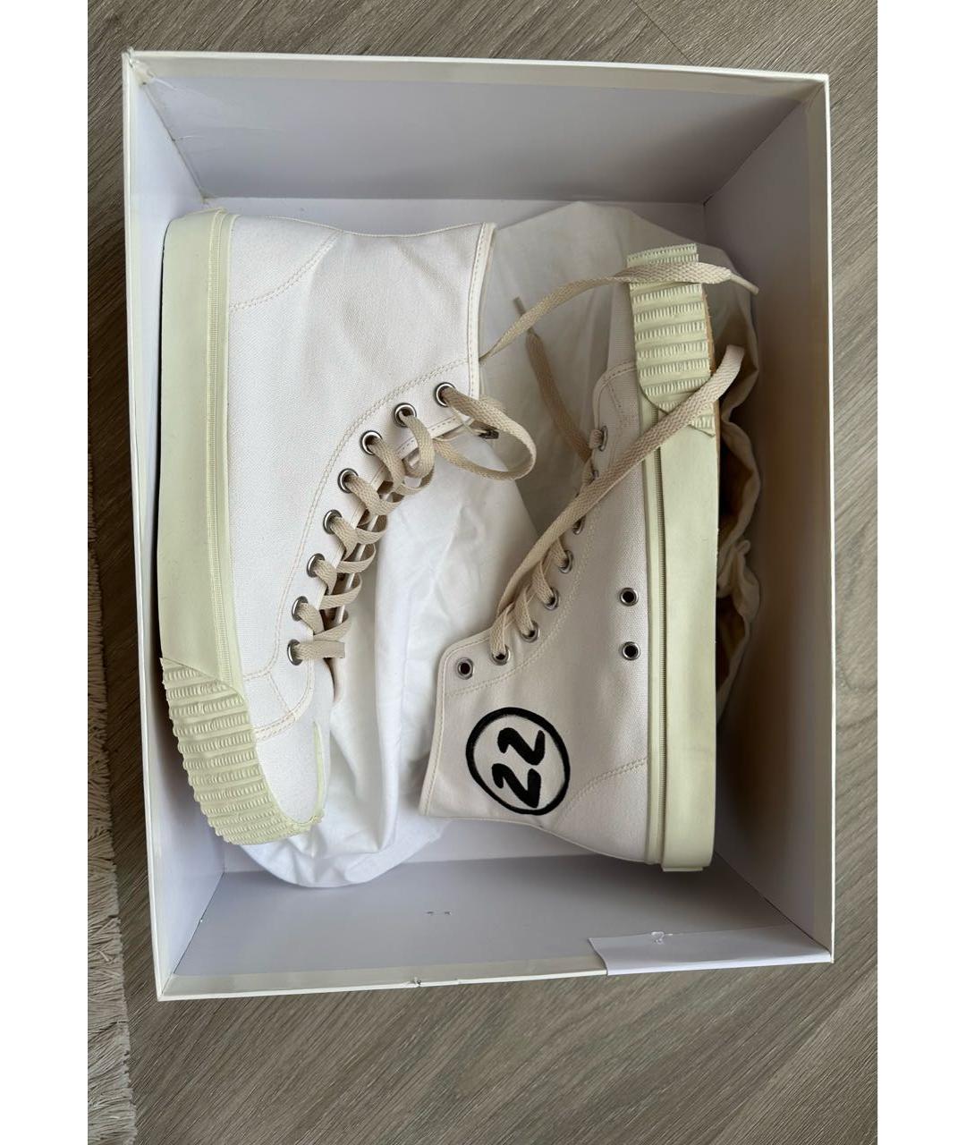 MAISON MARGIELA Белые текстильные высокие кроссовки / кеды, фото 3
